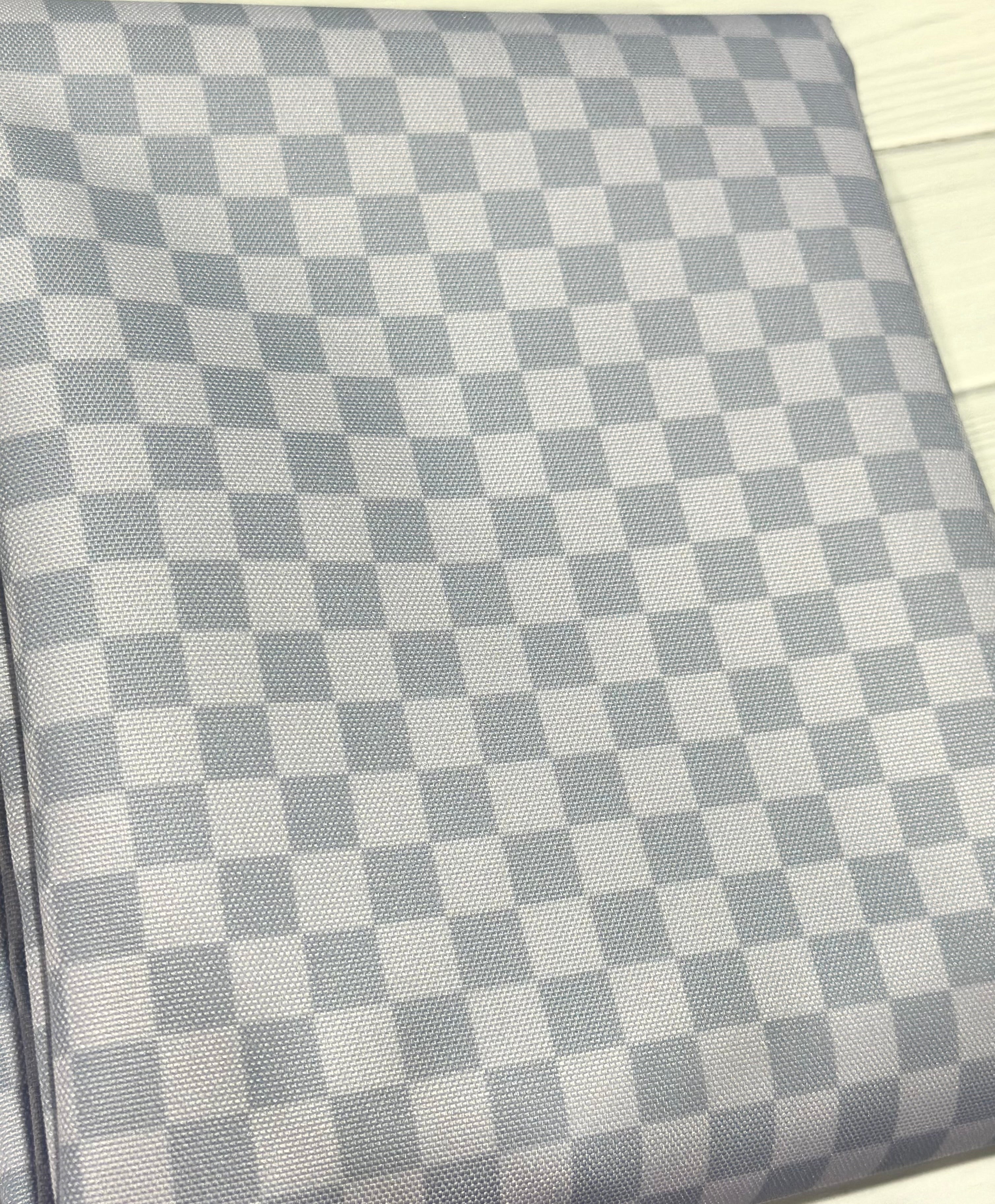 Grey Tonal Check Waterproof Canvas