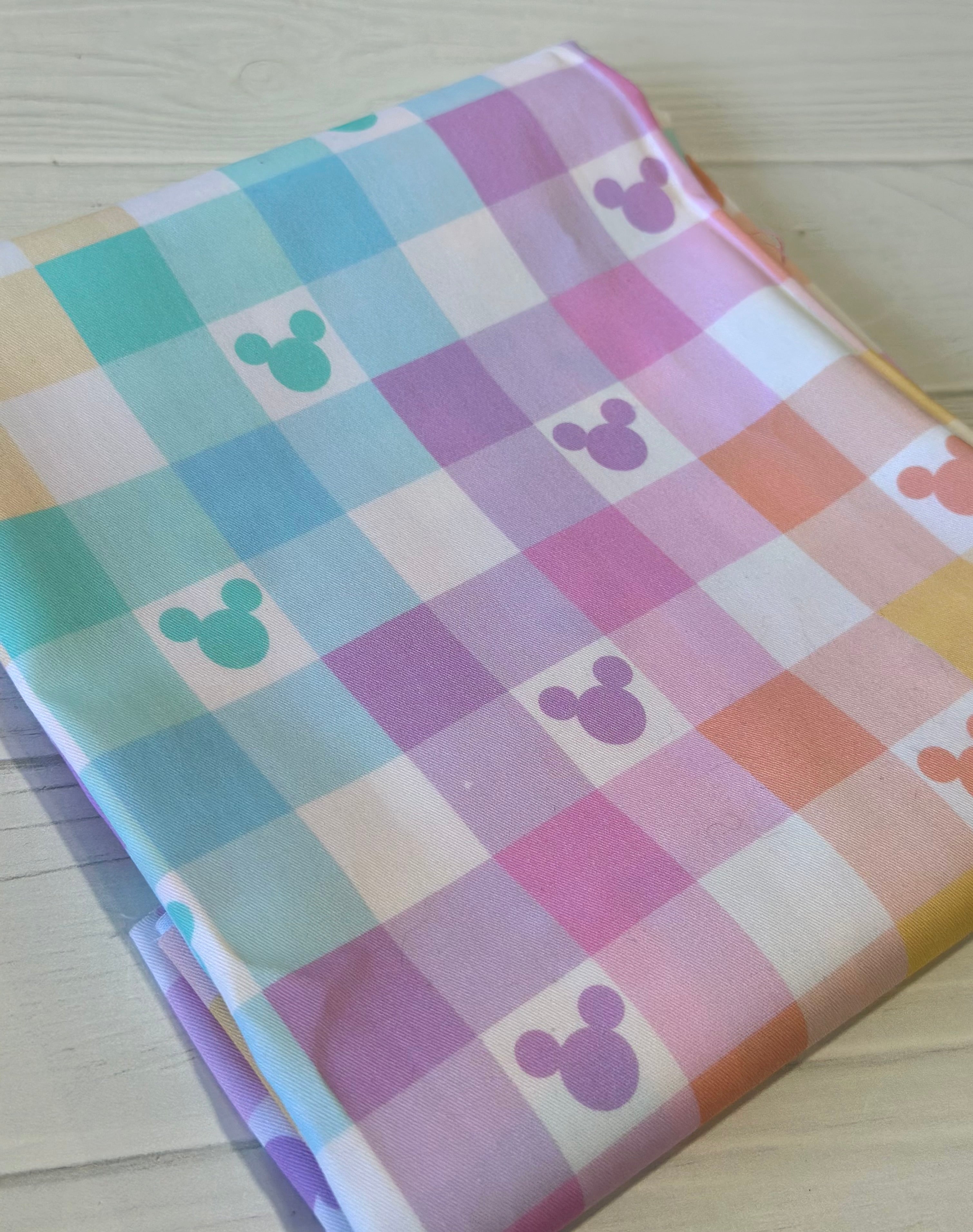Pastel Gingham Mouse 100% Cotton Woven