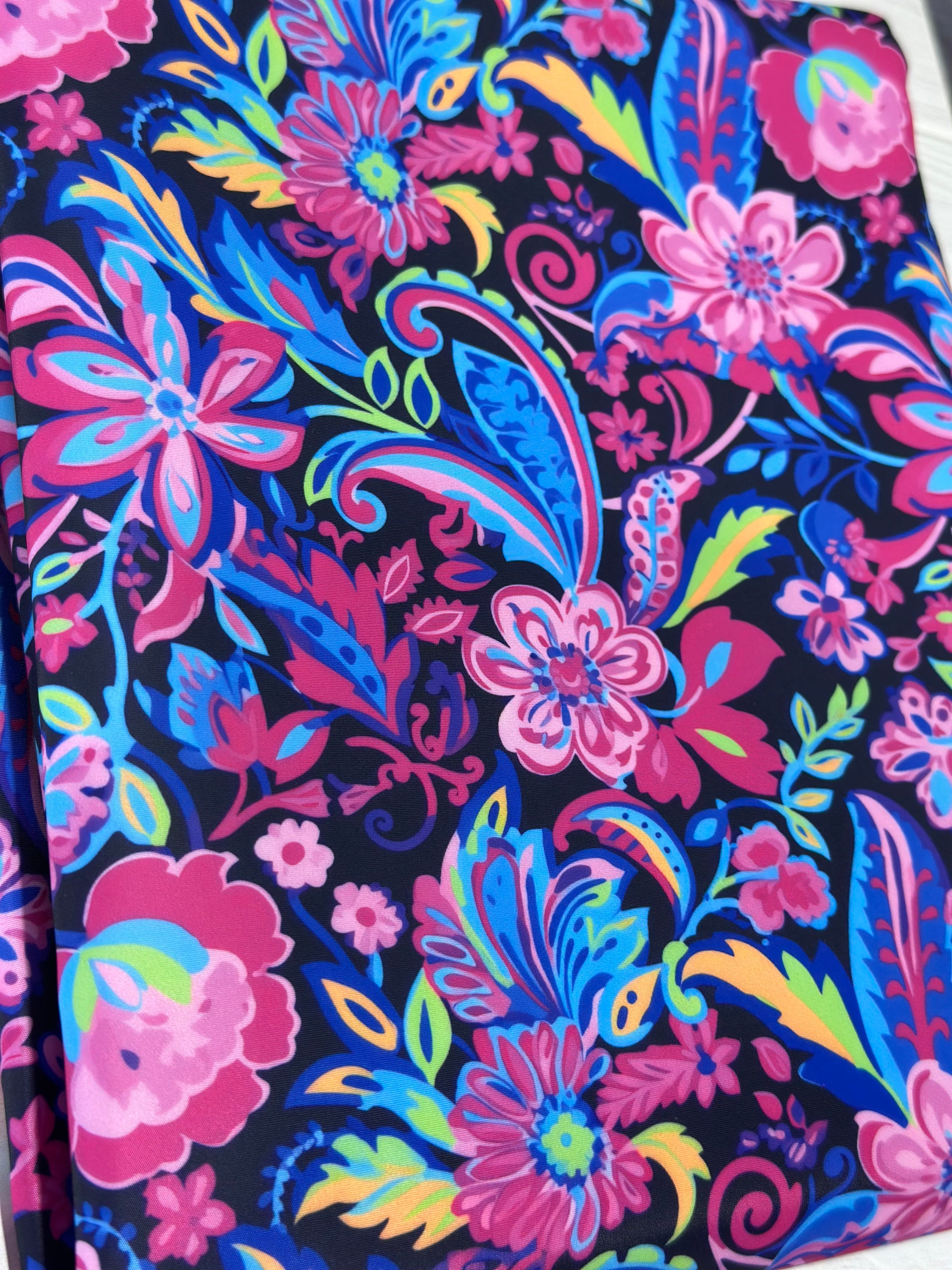 Royal Preppy Paisley Watercolor Floral Lux Bonded Poly/Nylon