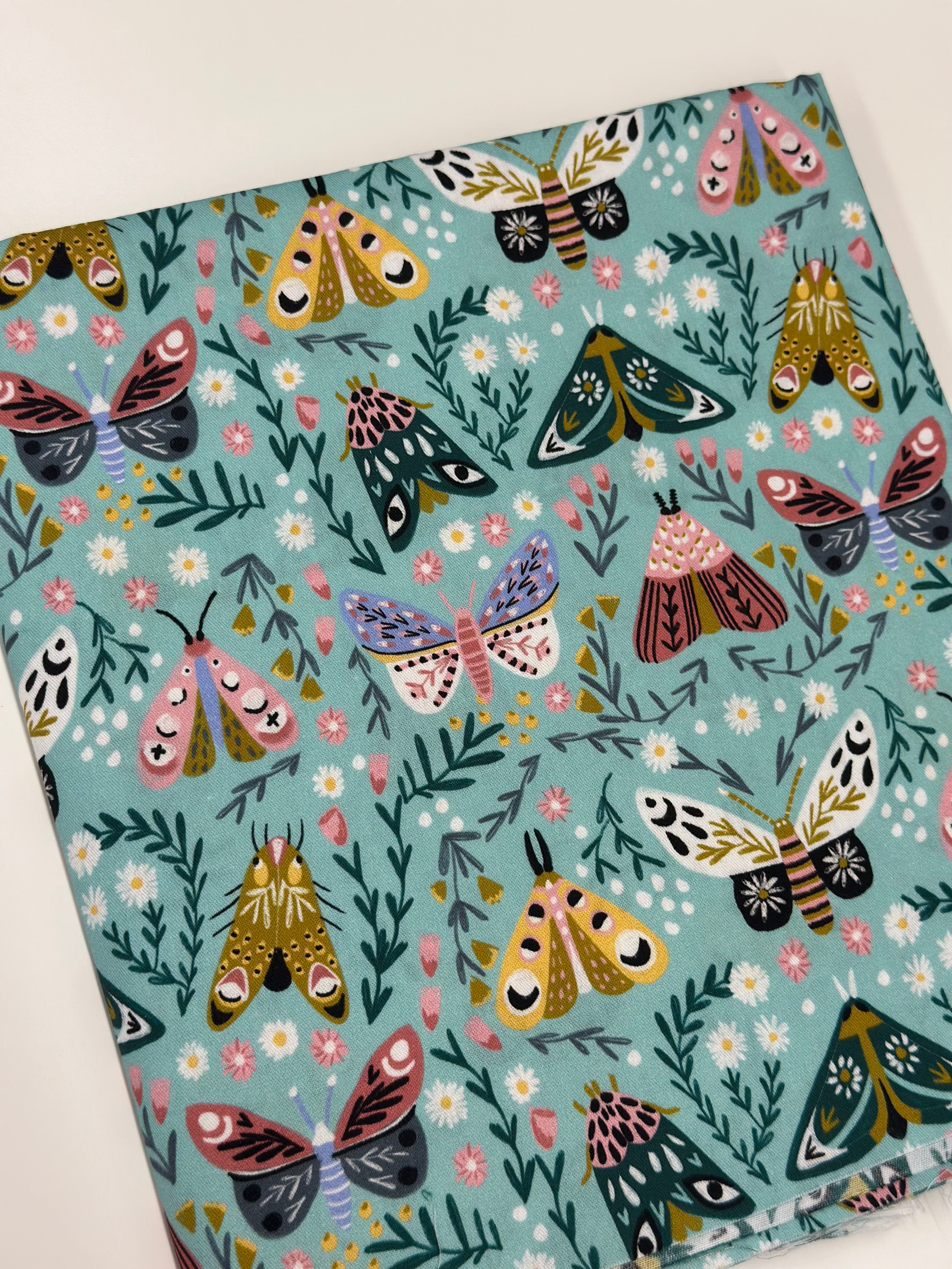 Mint Moths Cotton Woven