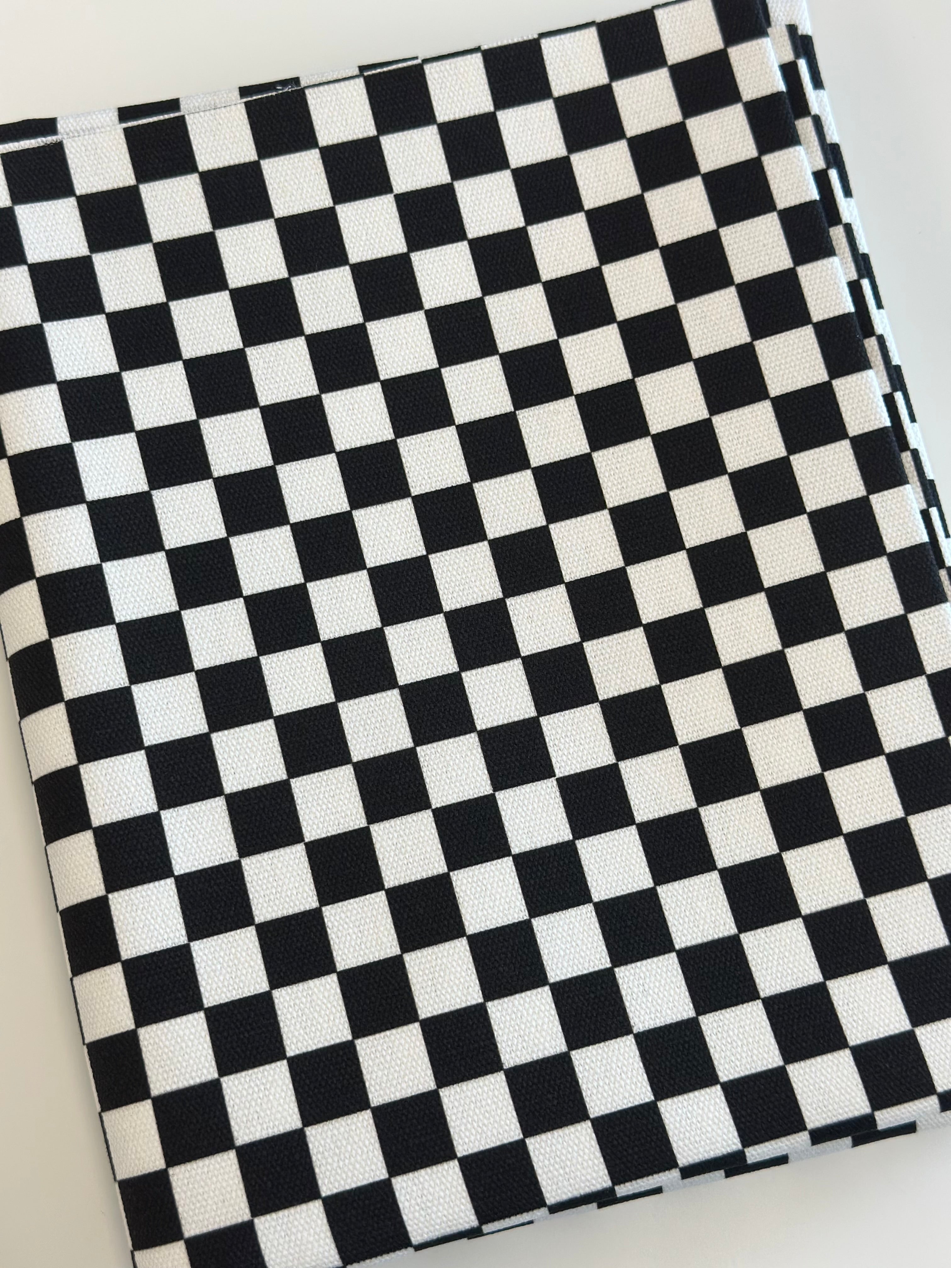 Black and White Check Cotton Waterproof Canvas