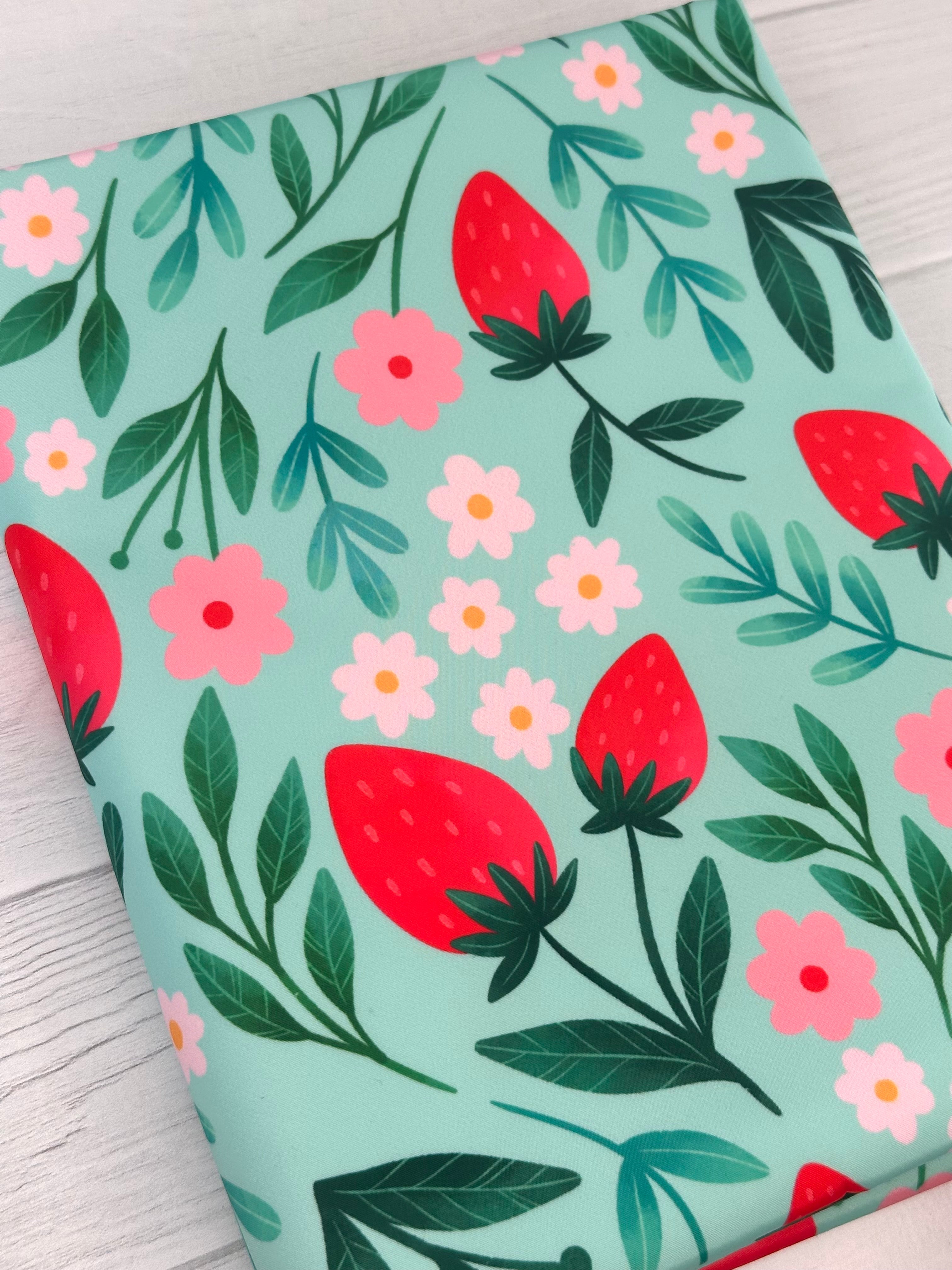 Mint Strawberries and Flowers Lux Bonded Poly/Nylon