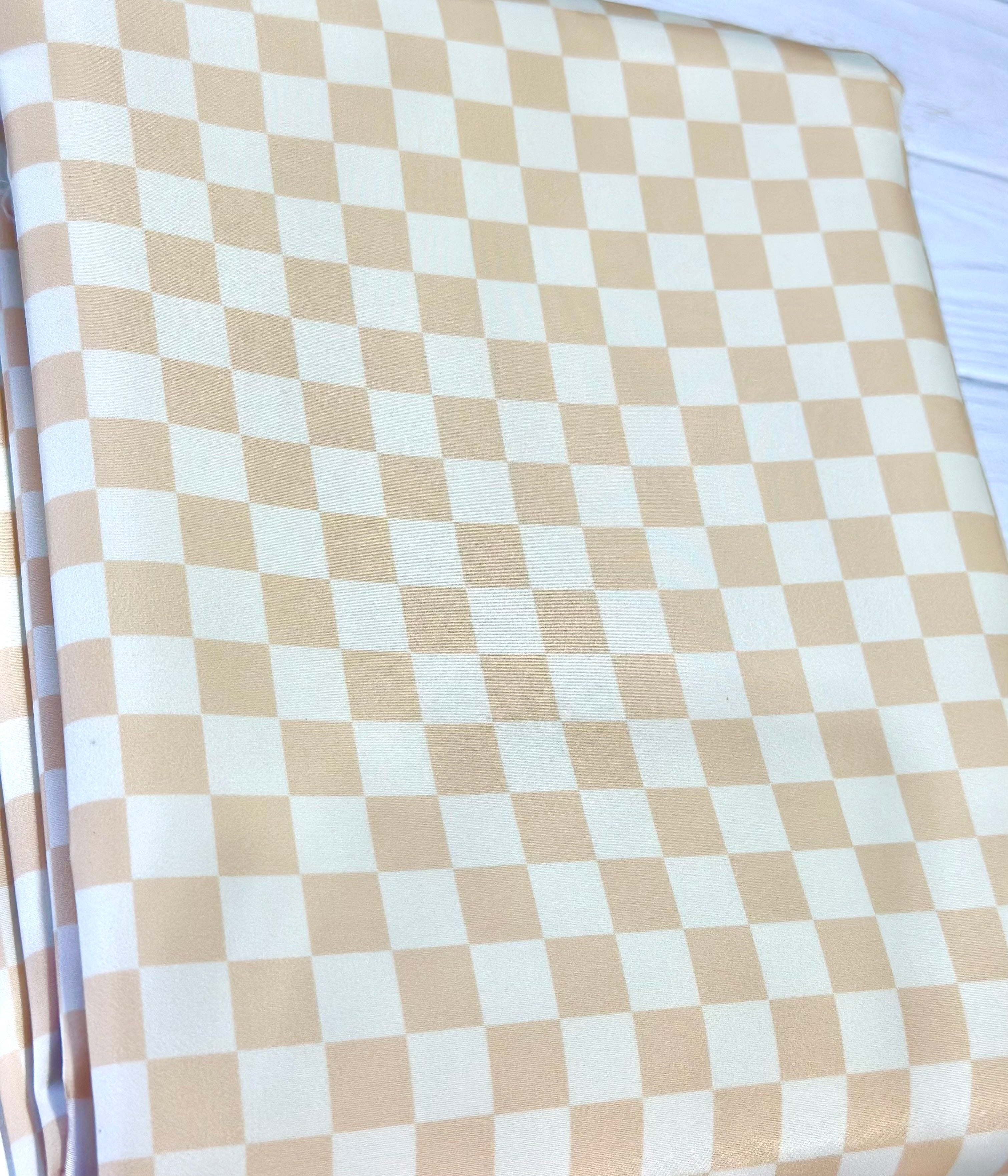 Tan Tonal Check Lux Bonded Poly/Nylon
