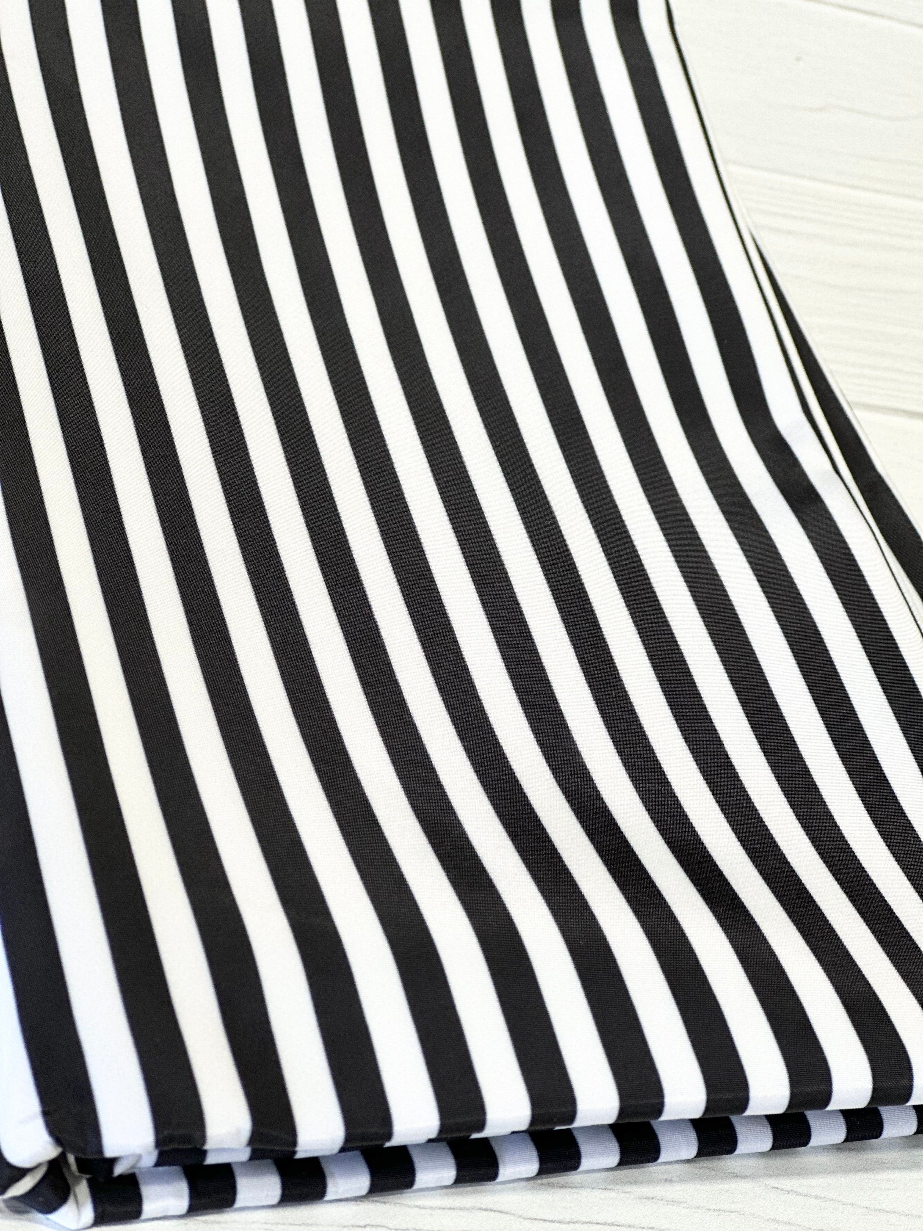 Black and White 1/4” Stripe Lux Bonded Poly/Nylon