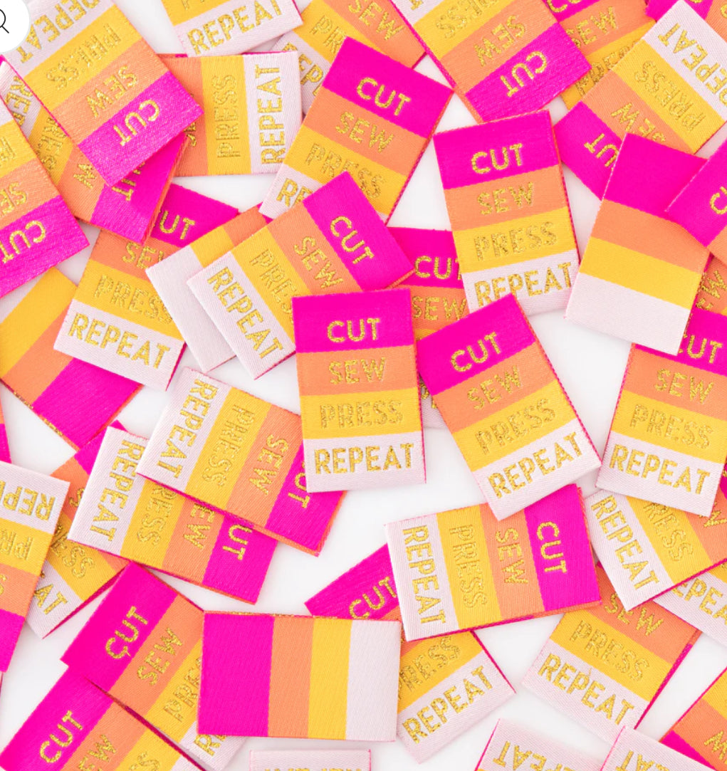 Cut Sew Press Repeat Tied with a Ribbon Woven Labels