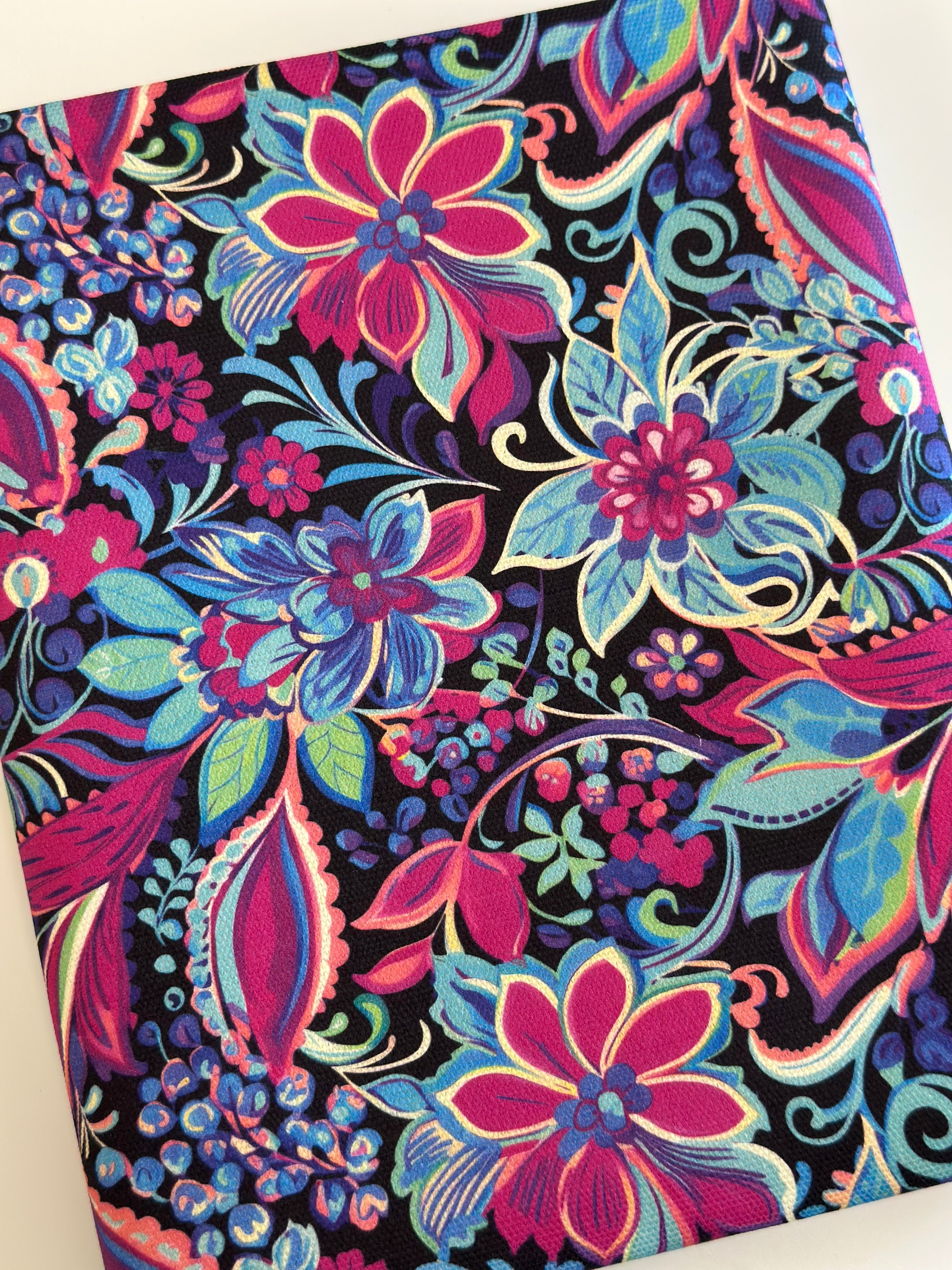 Aqua Watercolor Preppy Floral Cotton Waterproof Canvas