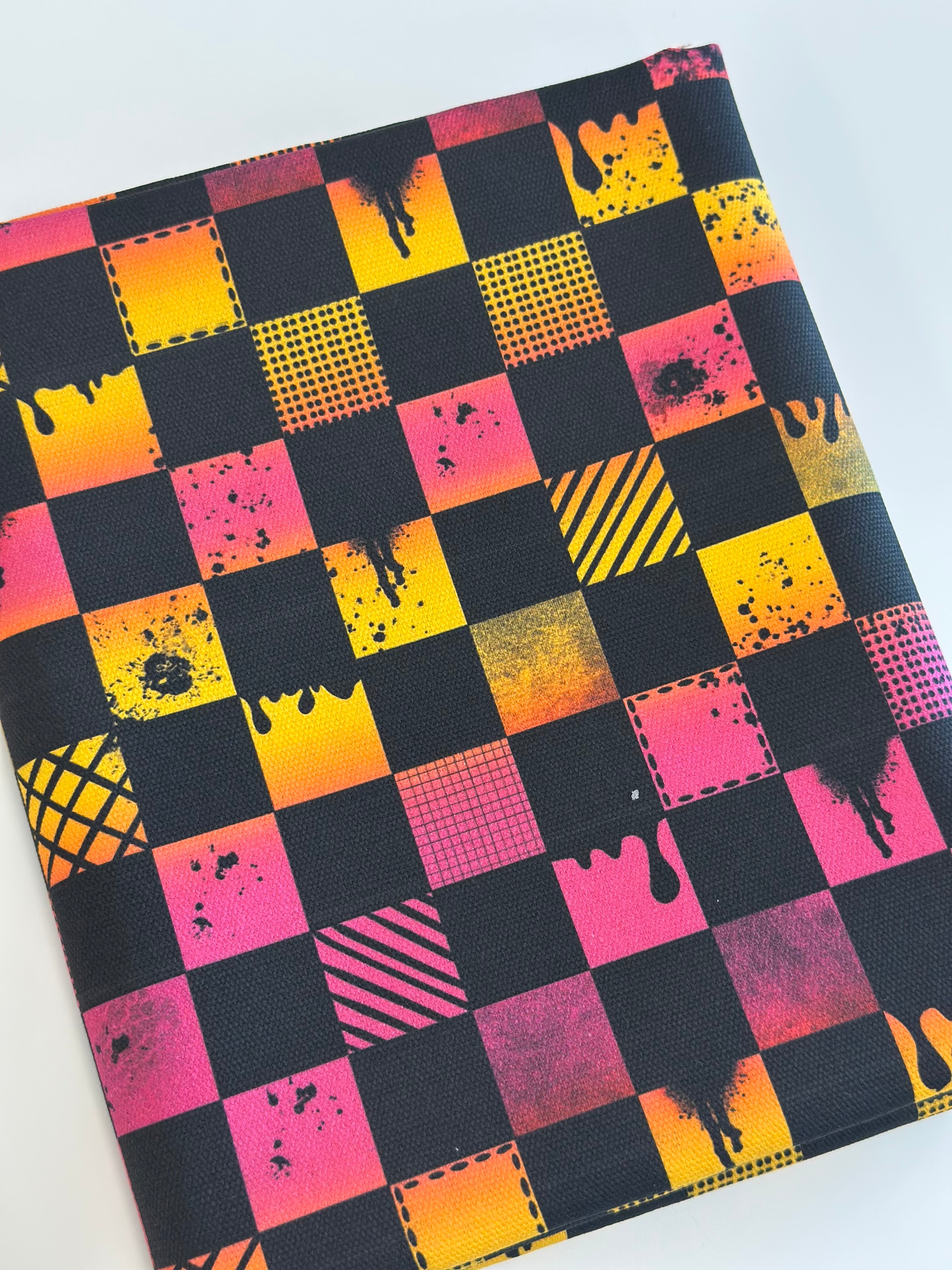 Sunset Ombre Grunge Check Cotton Waterproof Canvas