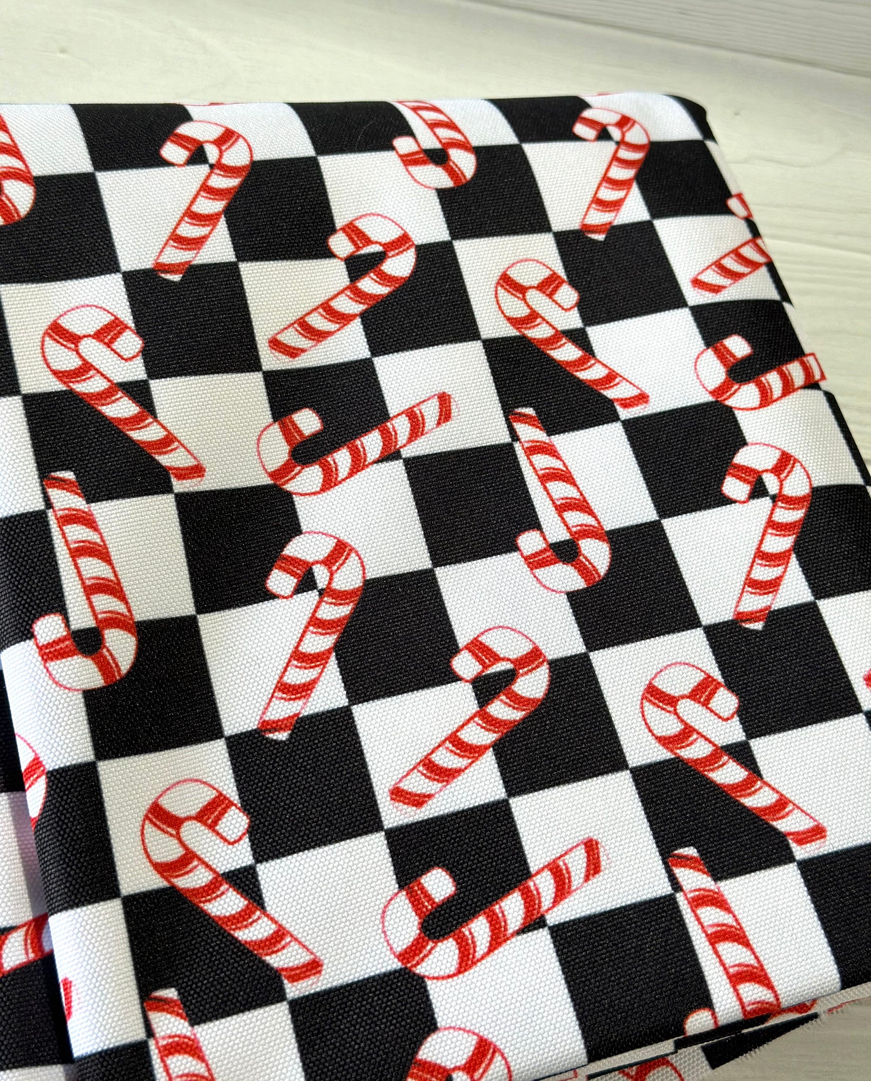 Candy Cane Check Waterproof Canvas