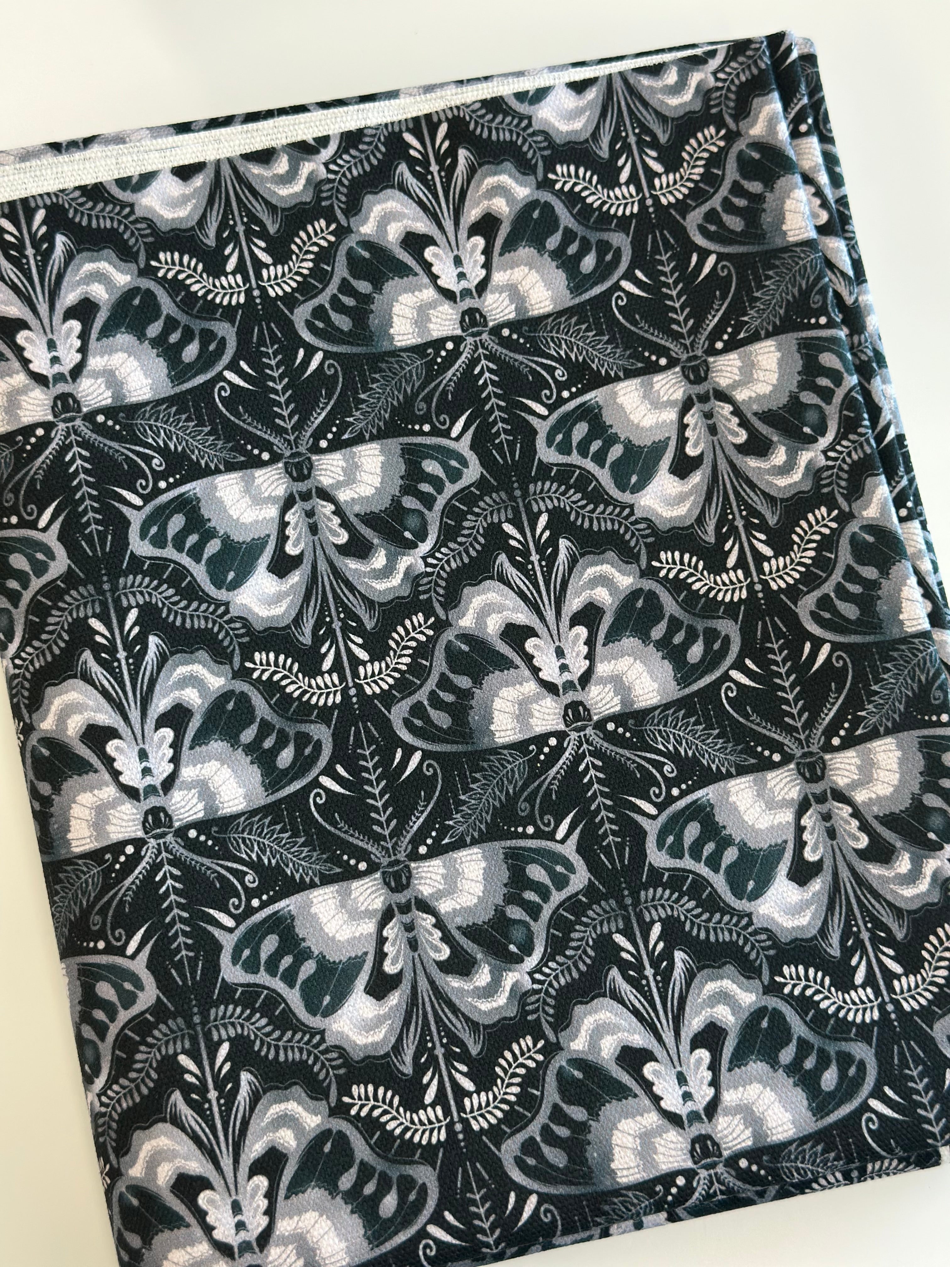 Monochrome Moths Cotton Waterproof Canvas