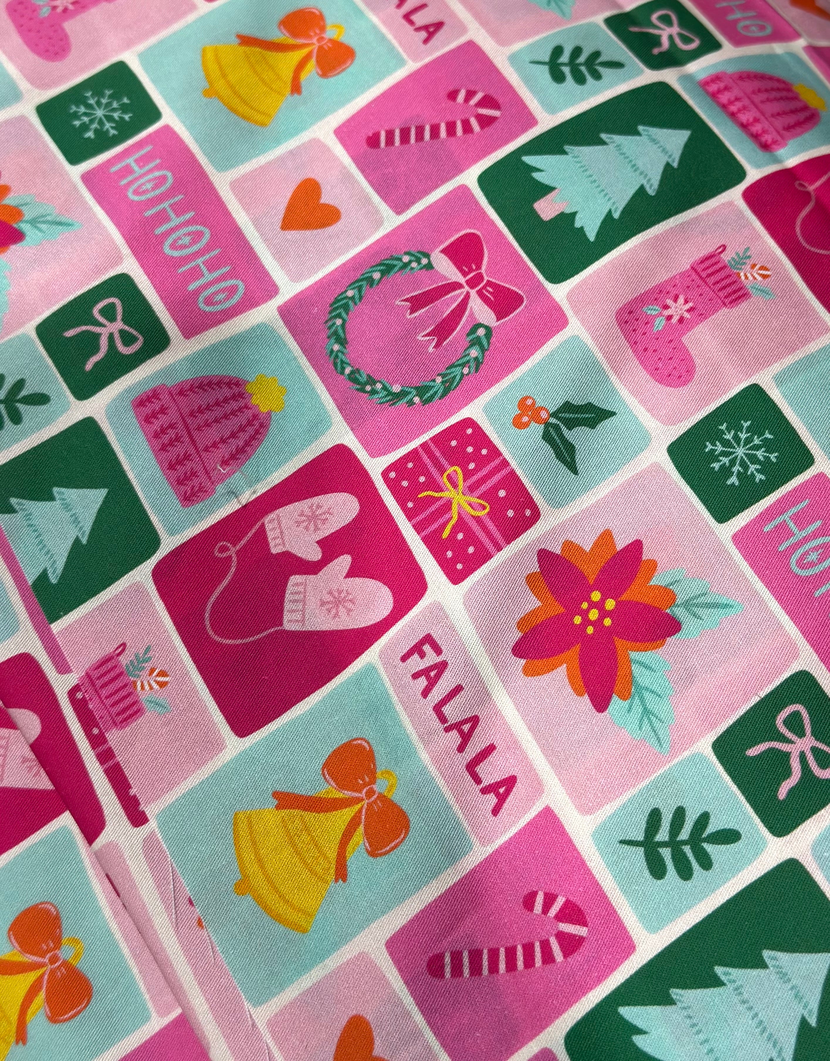 Preppy Christmas Patchwork Cotton Woven