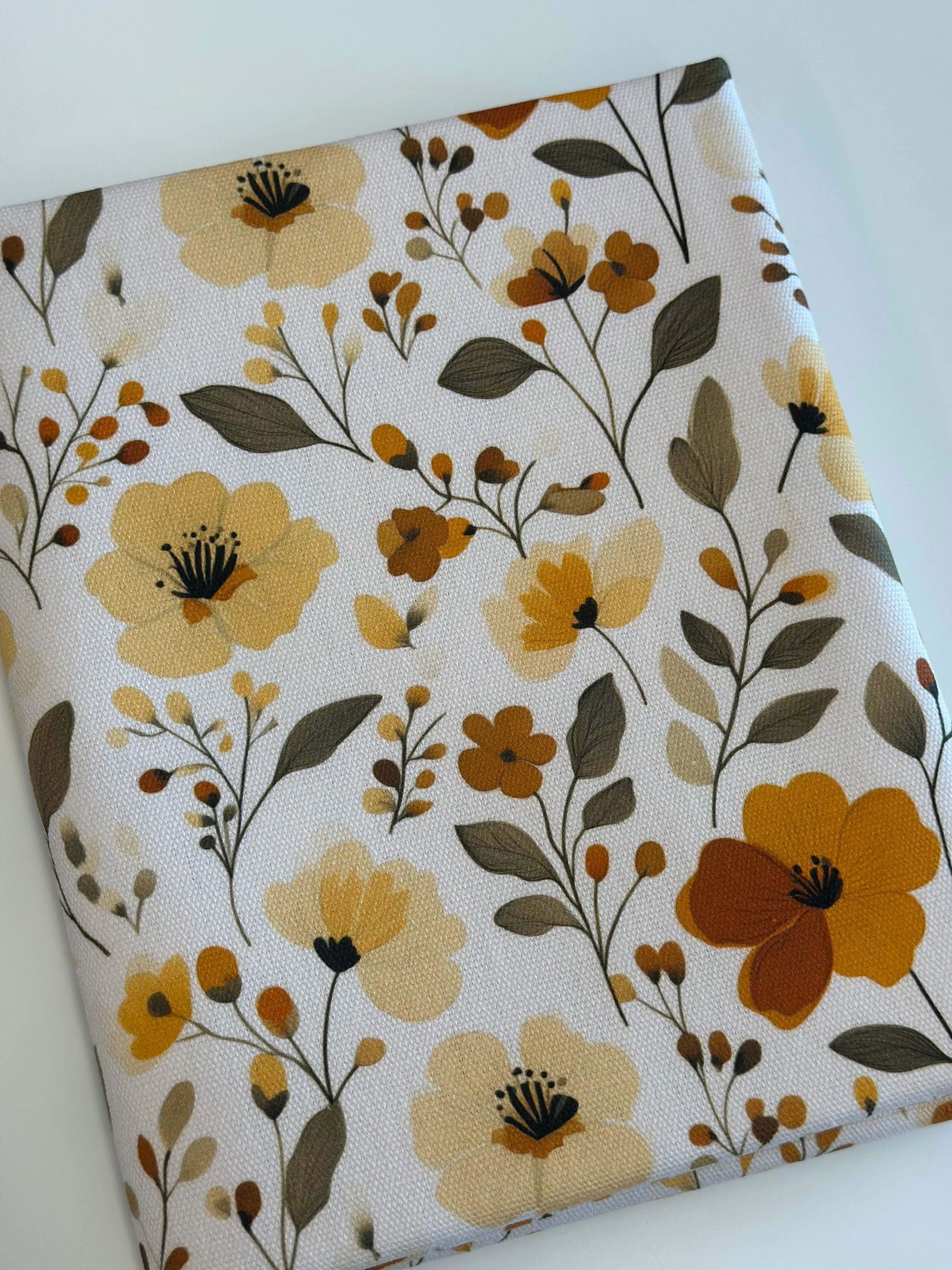 Ochre Blossoms Cotton Waterproof Canvas