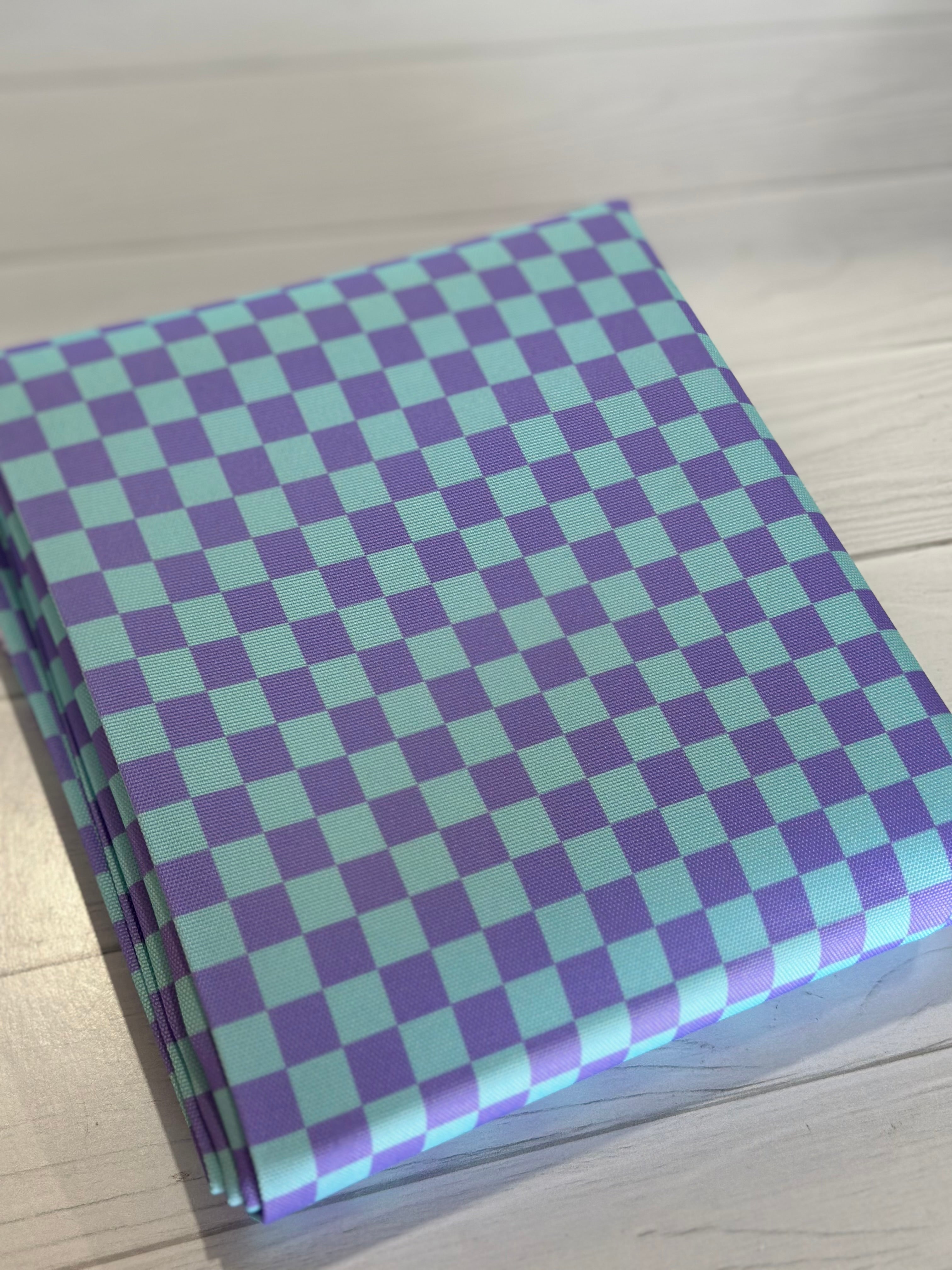 Aqua/ Lavender Check Waterproof Canvas