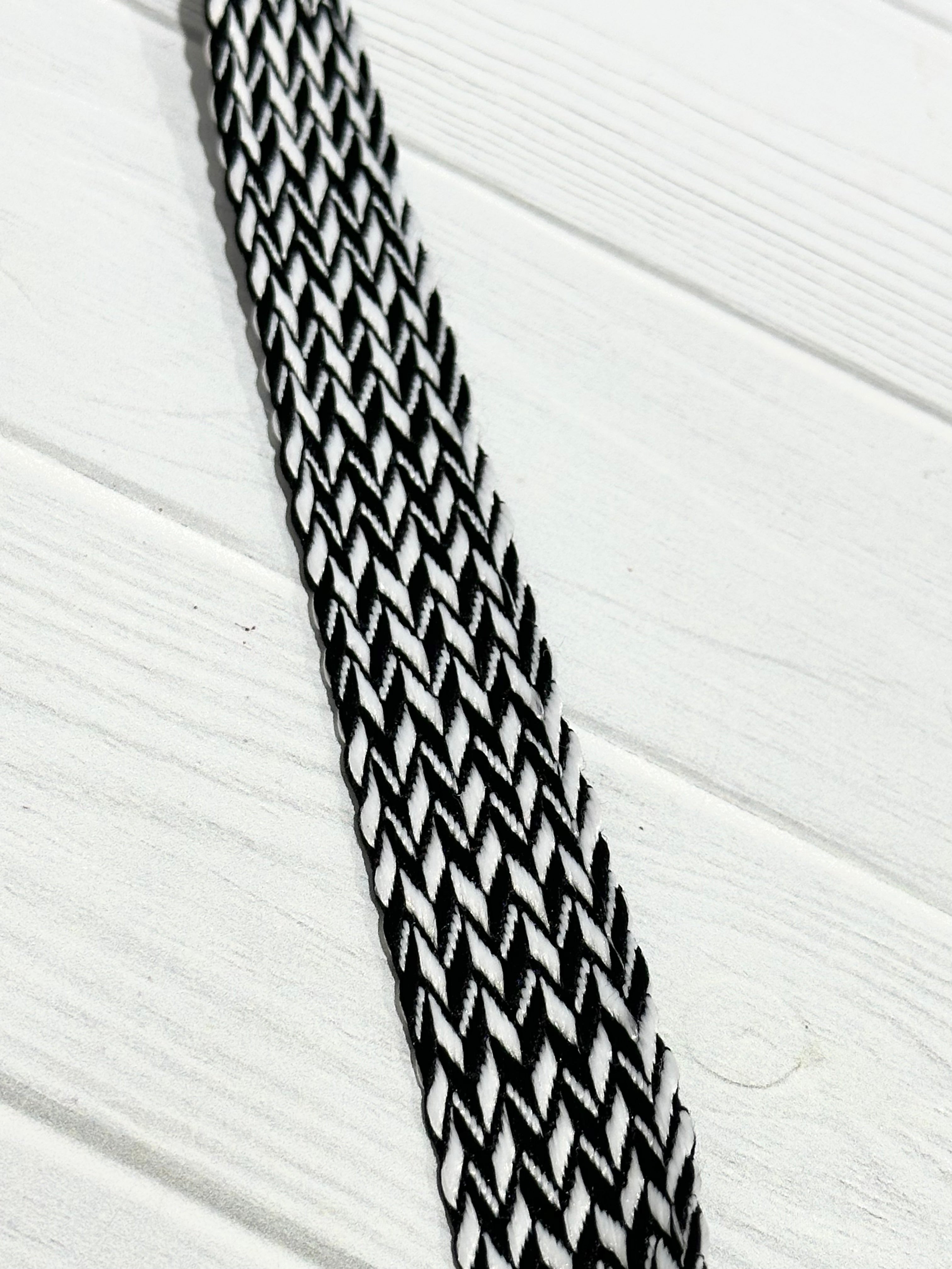 Black and White Herringbone 1” Webbing