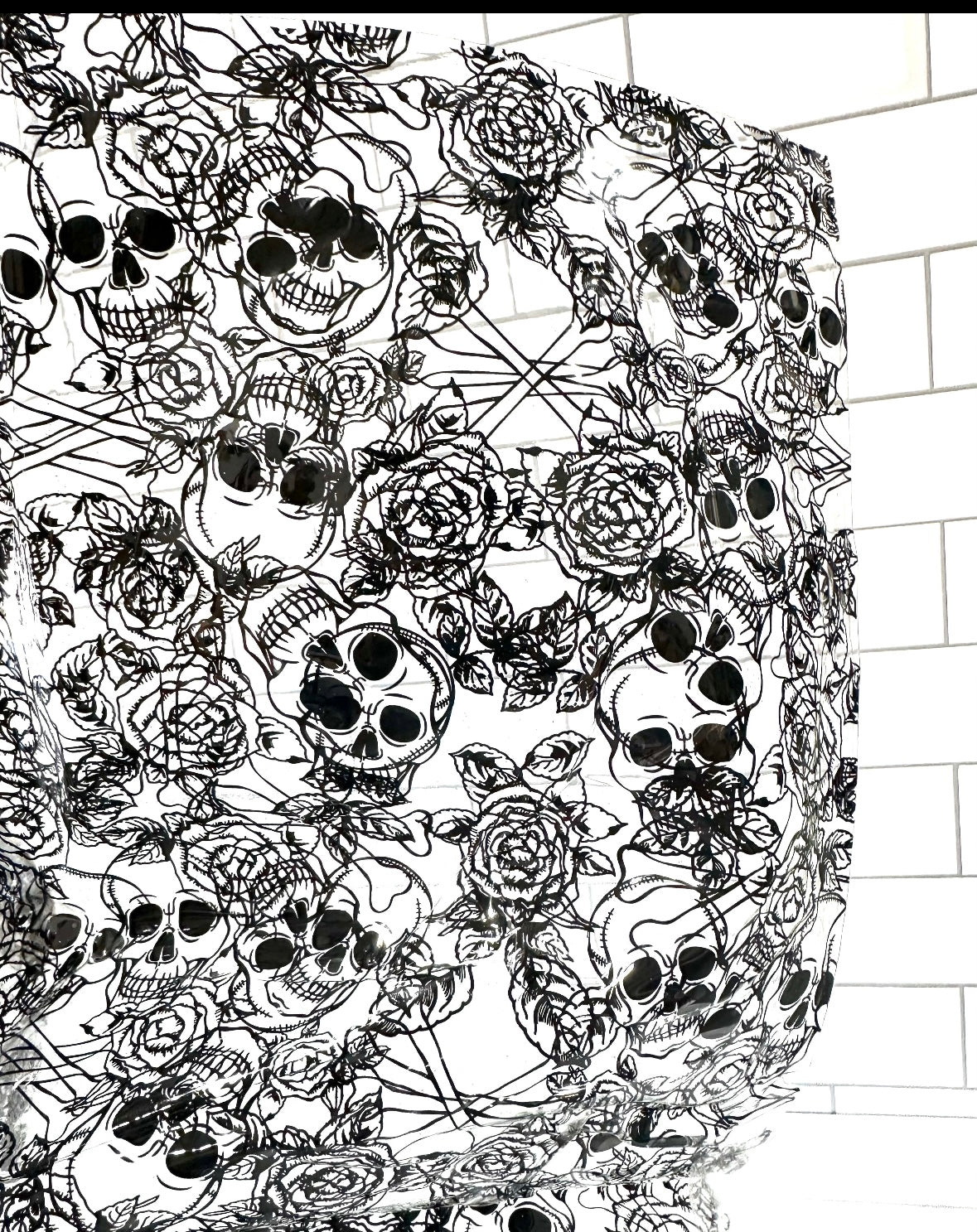 Skulls and Roses Clear Vinyl- 1 yard cut