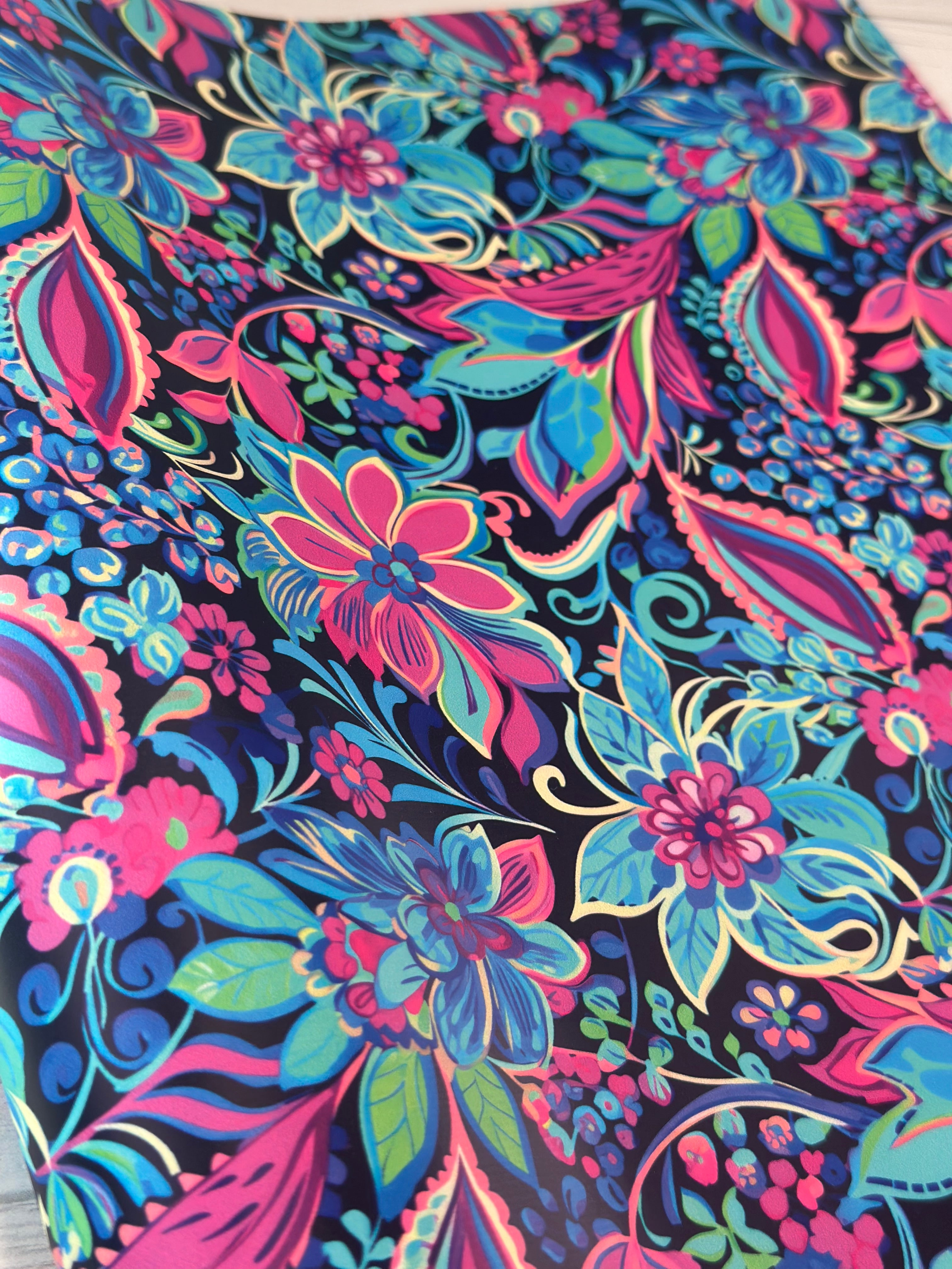 Aqua Preppy Watercolor Floral Smooth vinyl