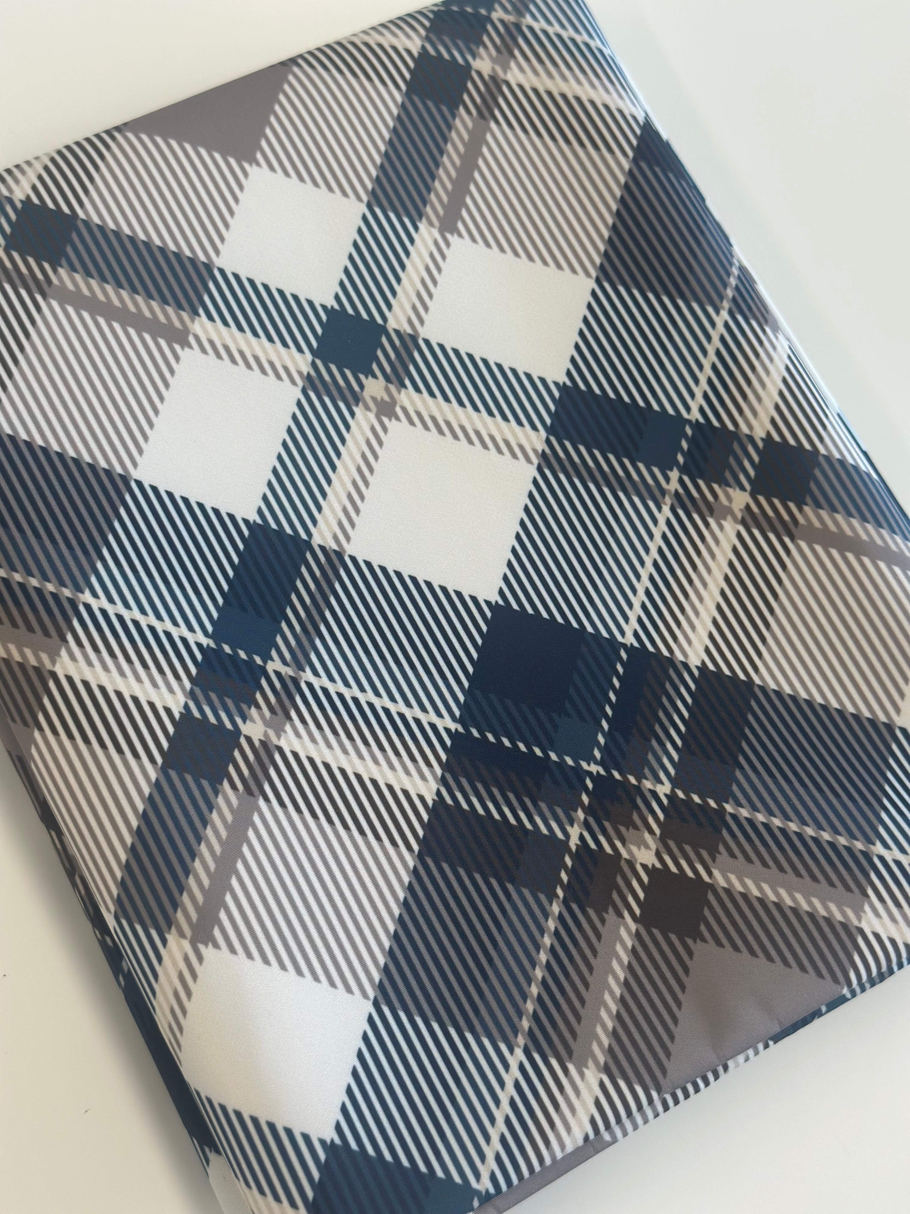 Beige/Navy Plaid Lux Bonded Poly/Nylon