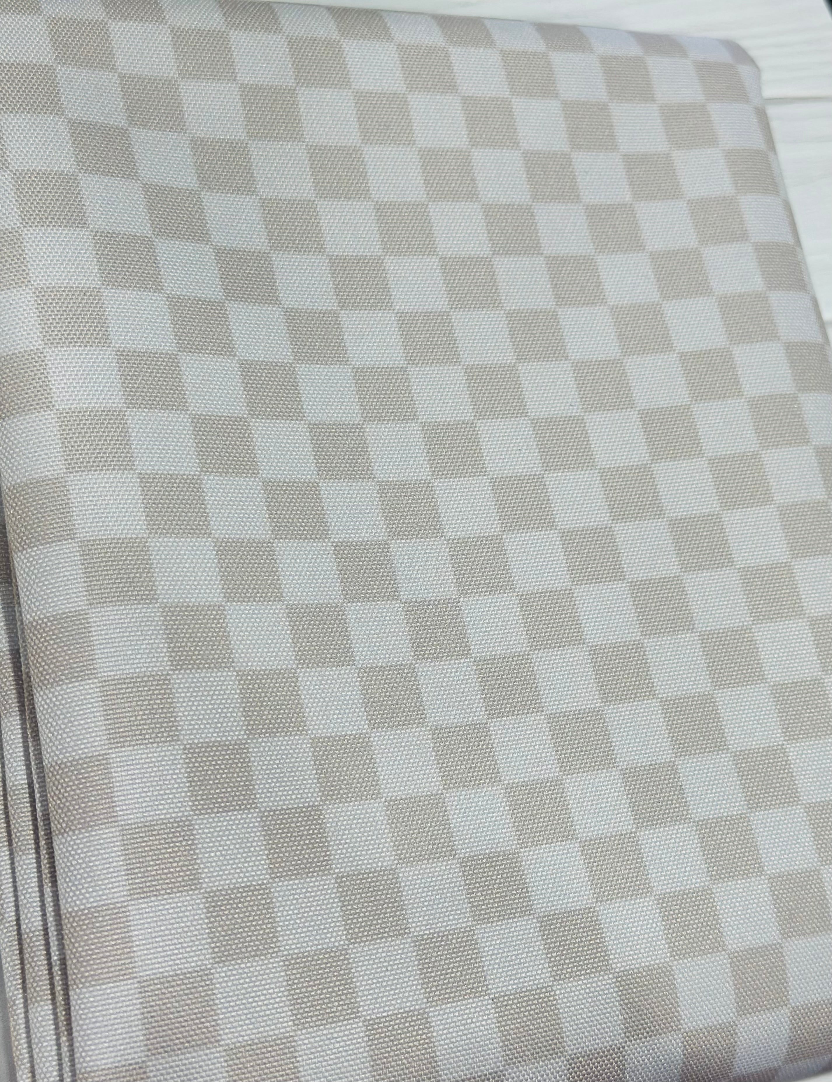Greige Tonal Check Waterproof Canvas