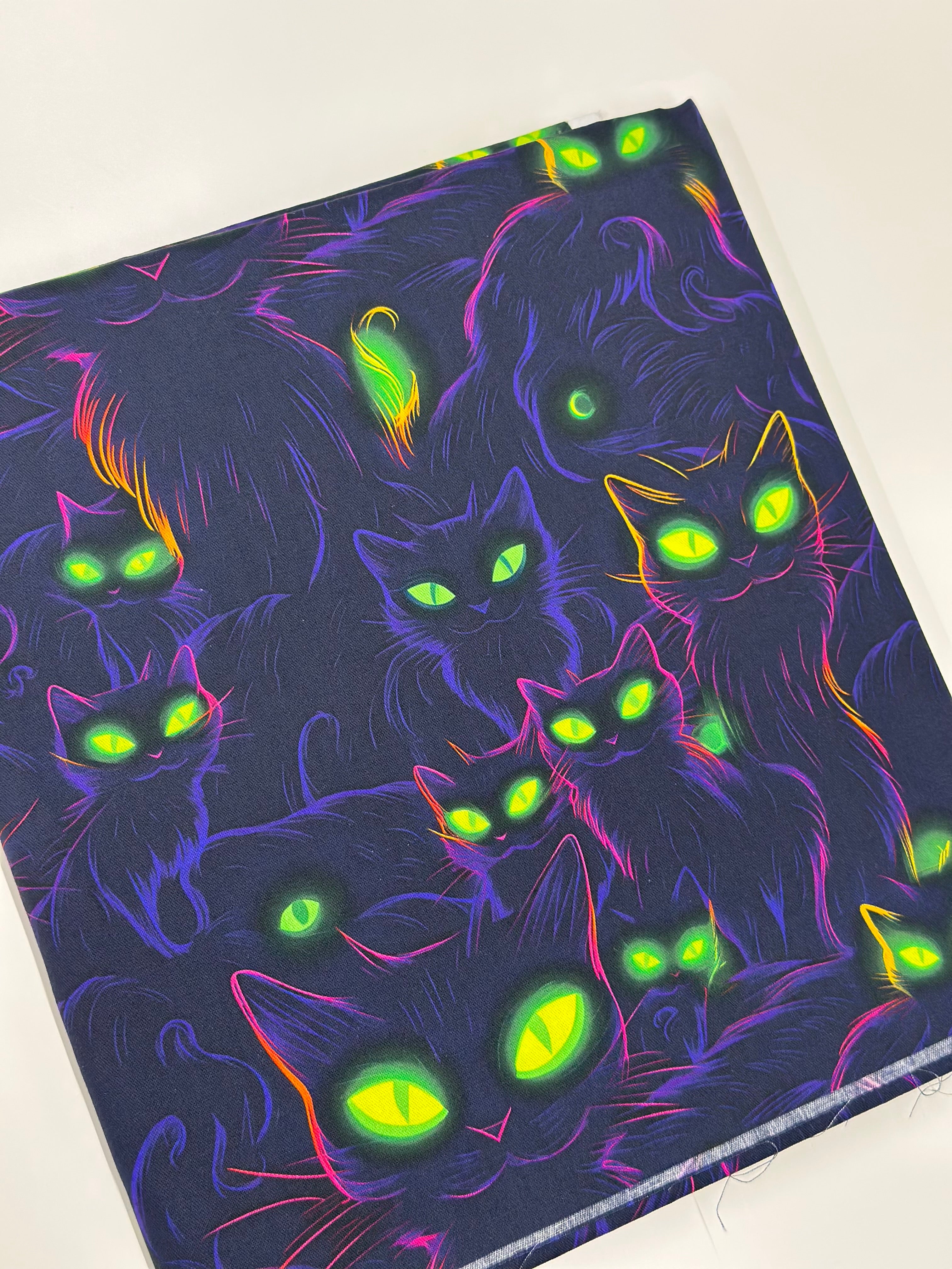 Neon Kitties Cotton Woven