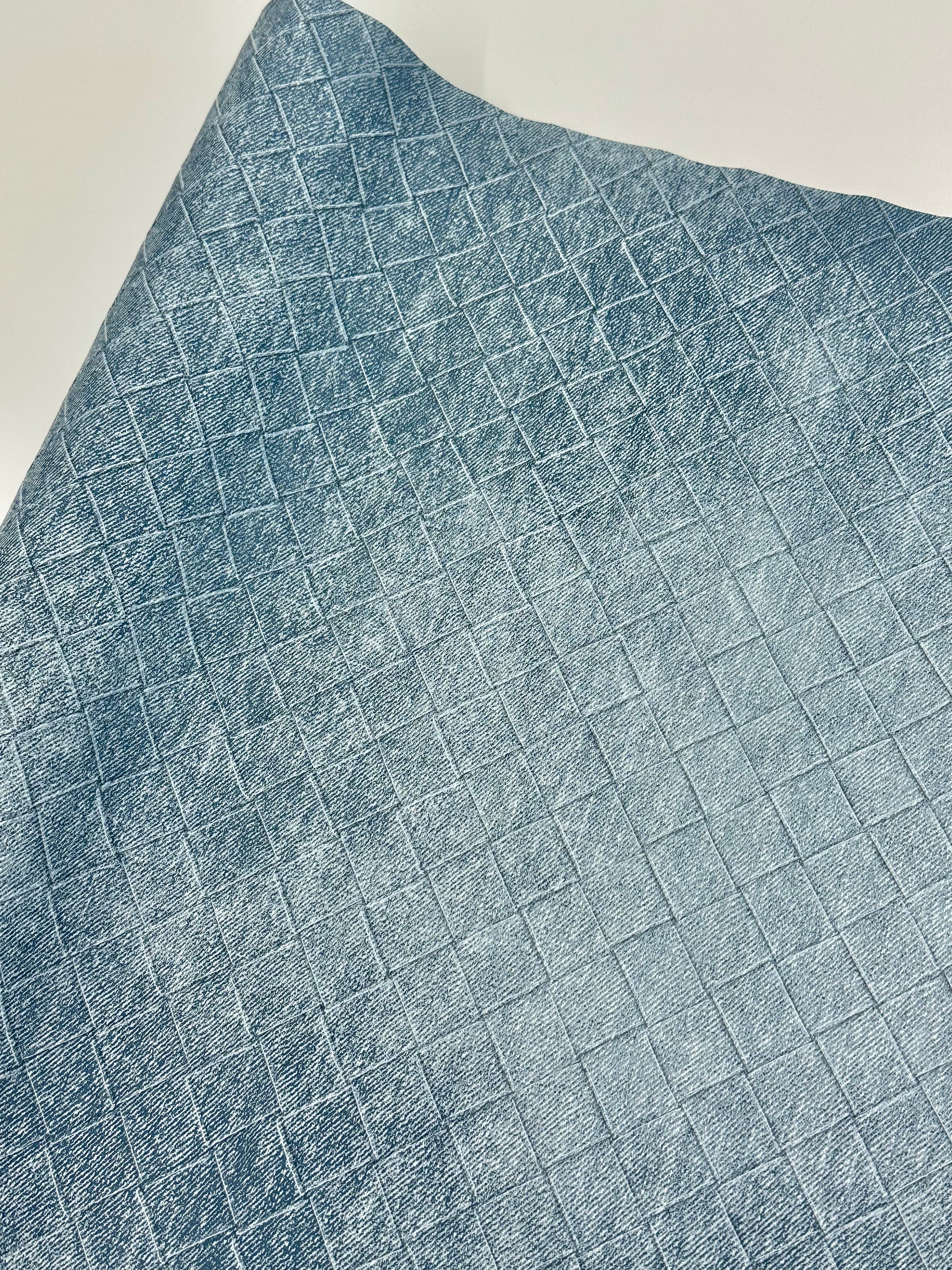 Blue Faux Denim Diamond Weave Vinyl