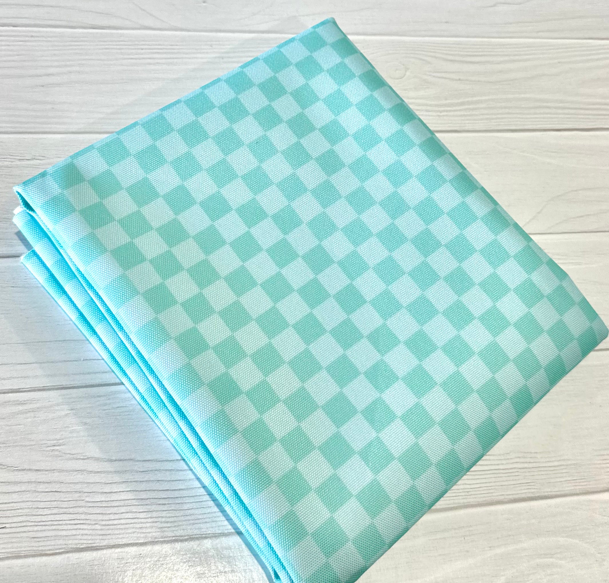 Aqua Tonal Check Waterproof Canvas