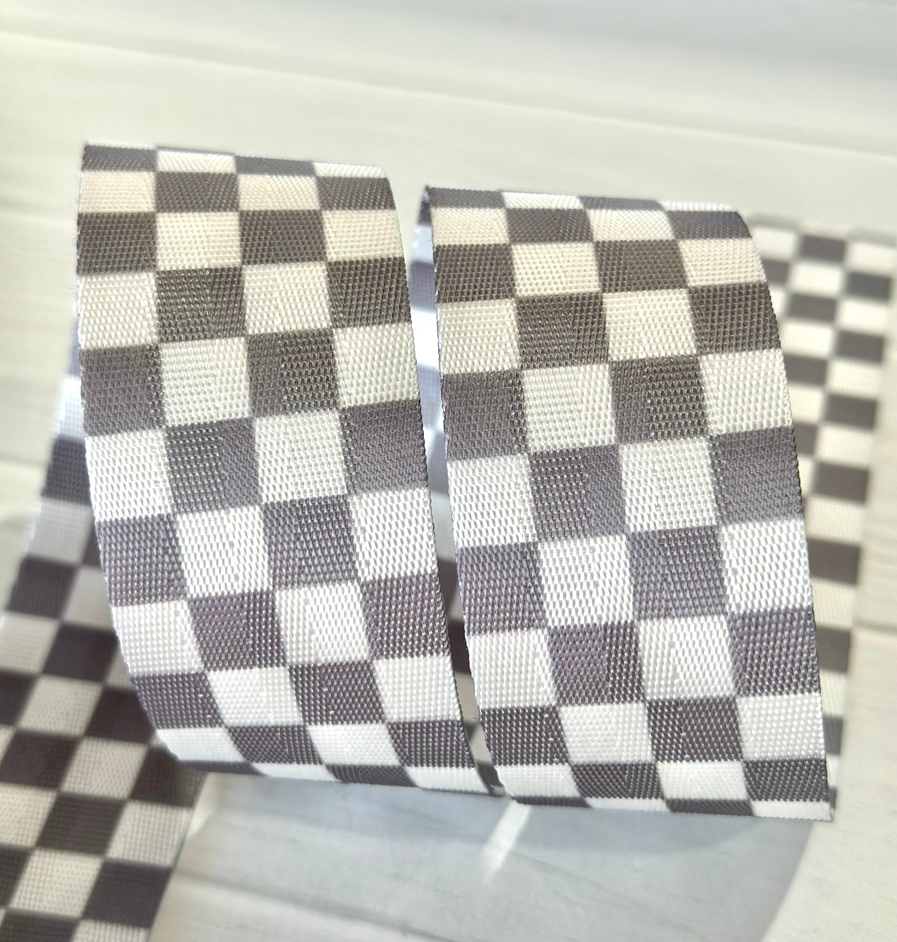 Grey and White check 1.5” Seatbelt Webbing