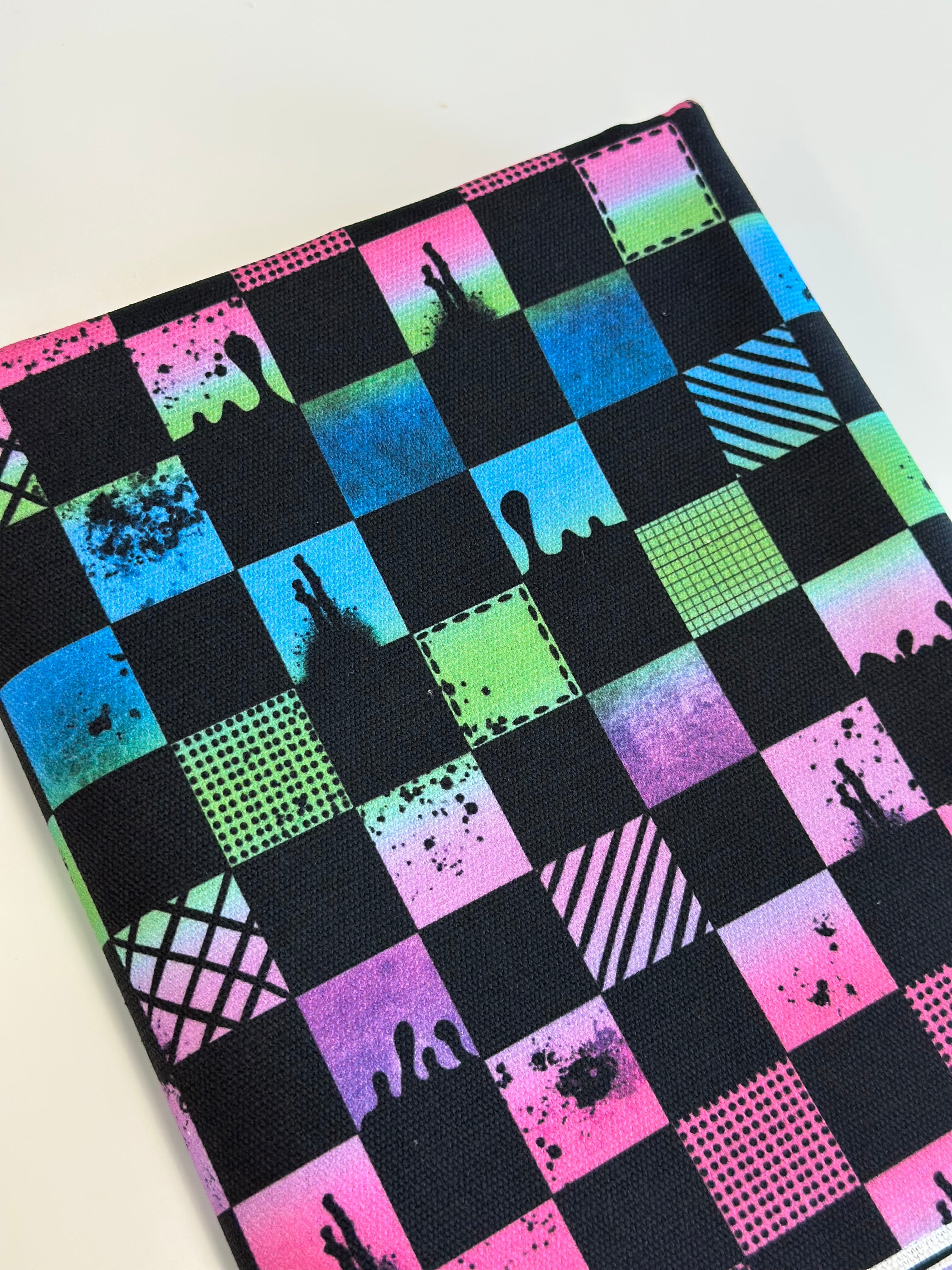 Bright Ombre Grunge Check Cotton Waterproof Canvas