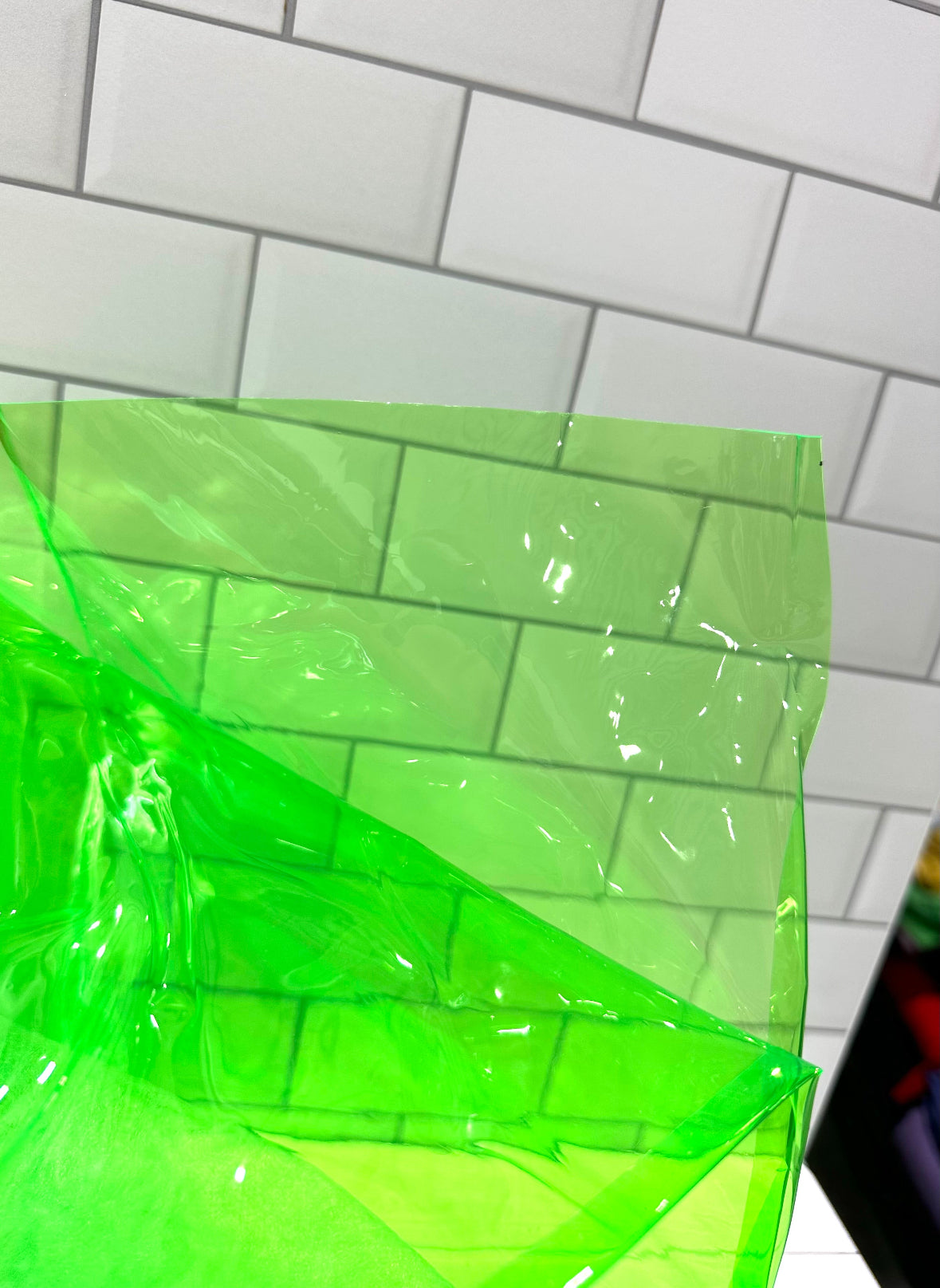Neon Green Clear Vinyl- 1 yard cut