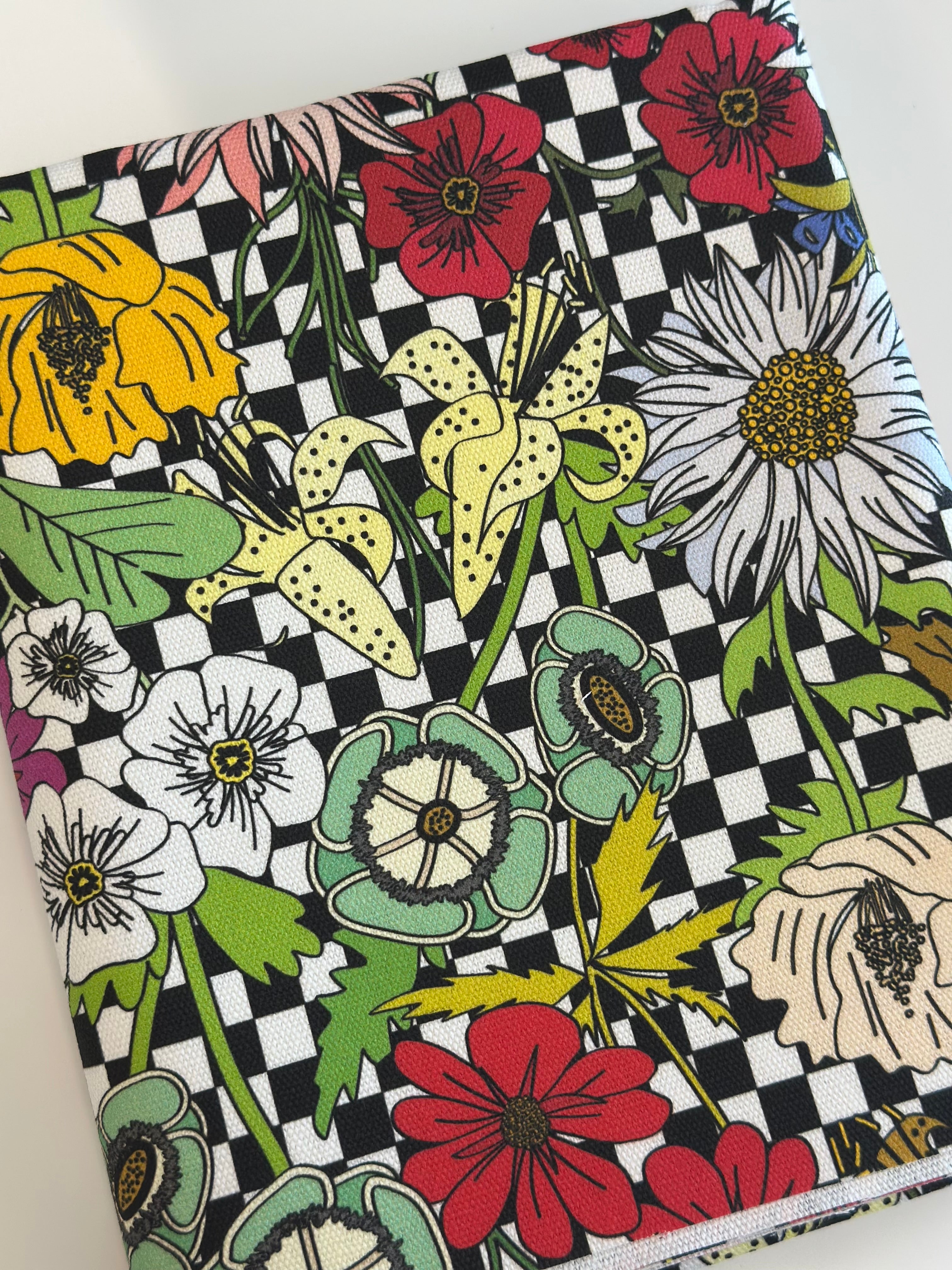Retro Floral Check Cotton Waterproof Canvas