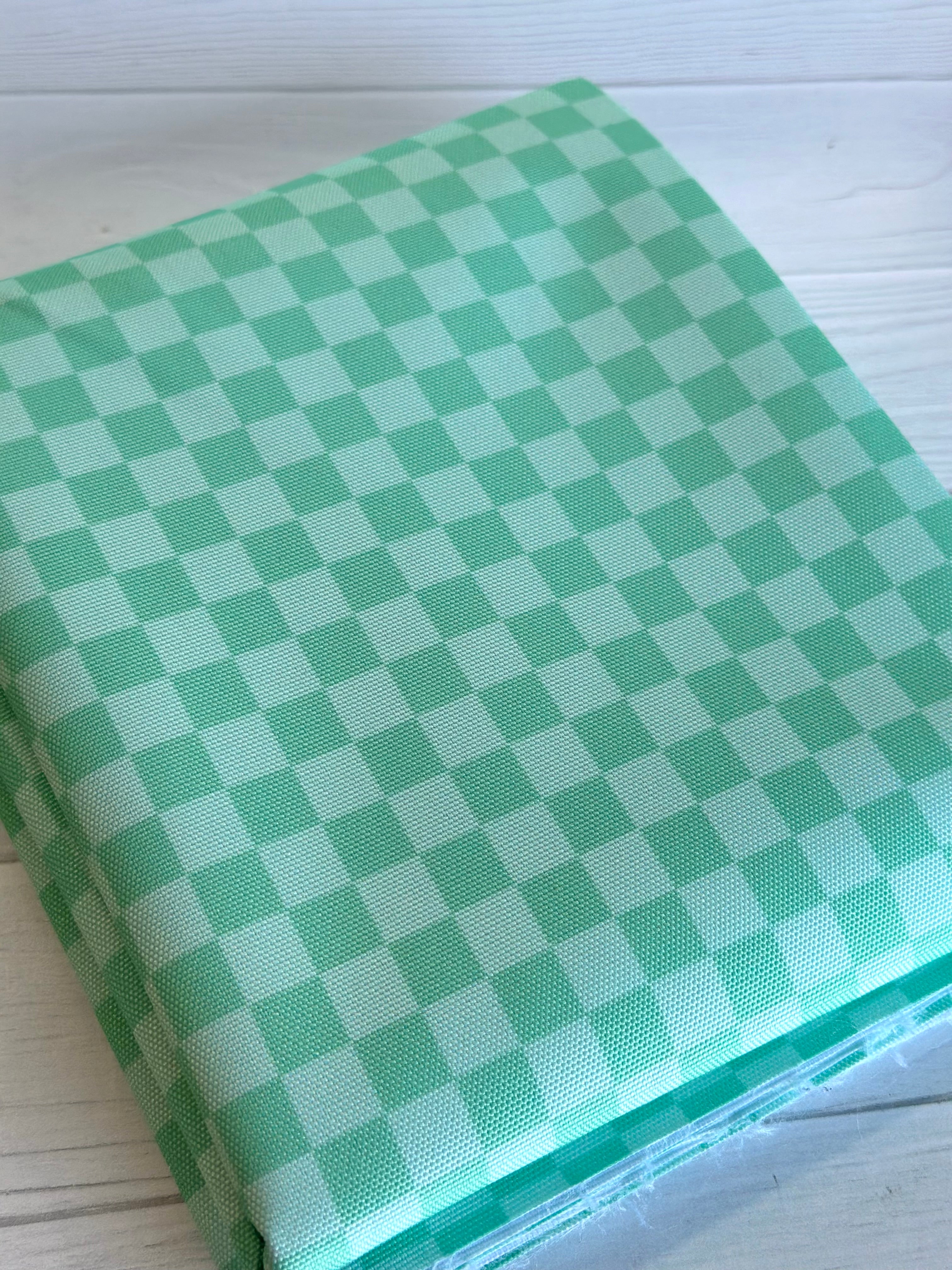 Sea Green Tonal Check Waterproof Canvas