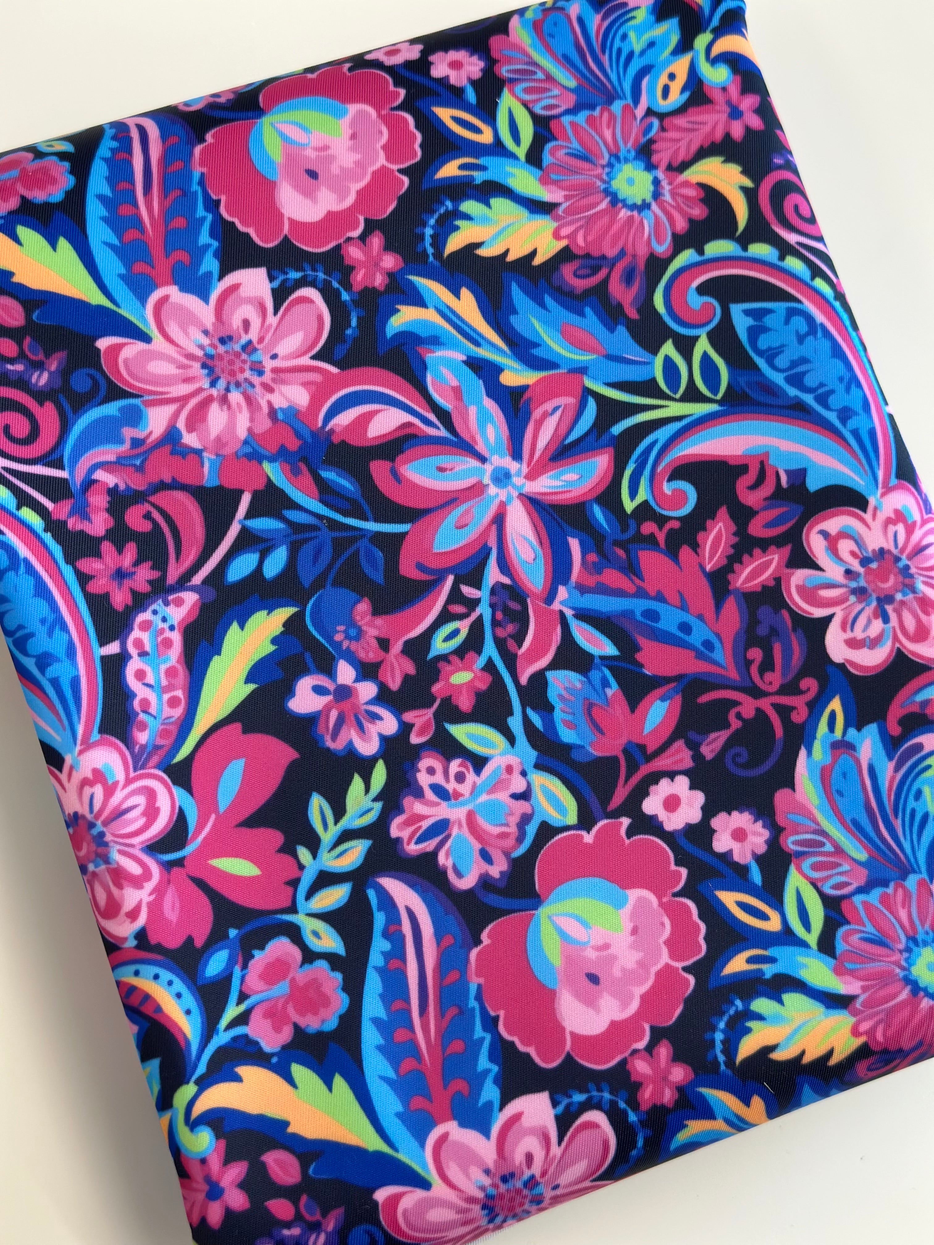Royal Preppy Watercolor Floral Lux Bonded Nylon
