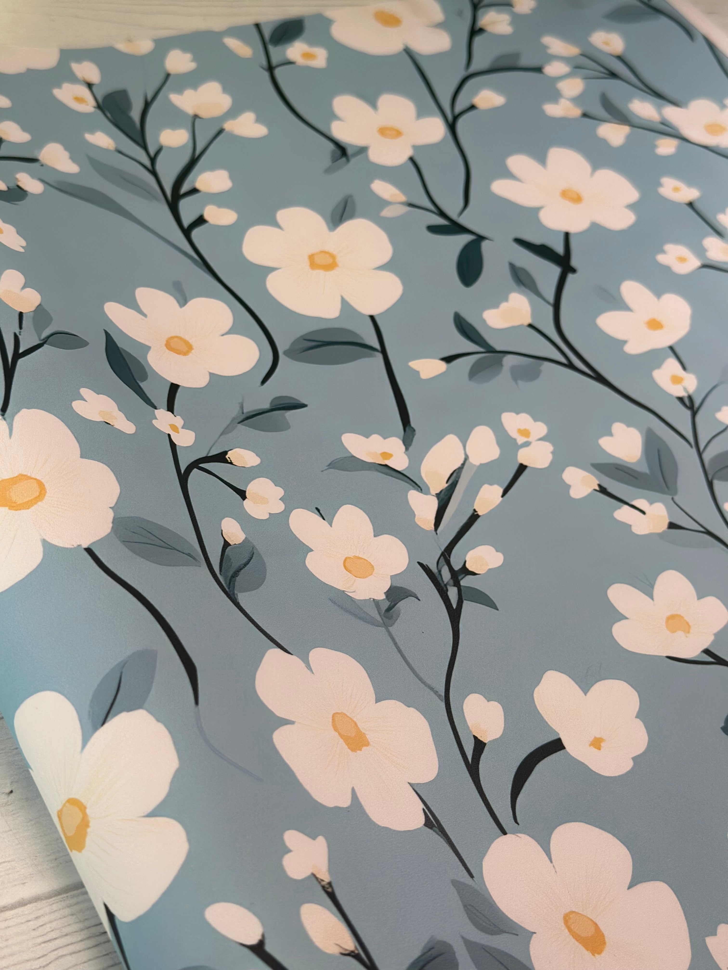 Blue Cottage Floral Smooth vinyl