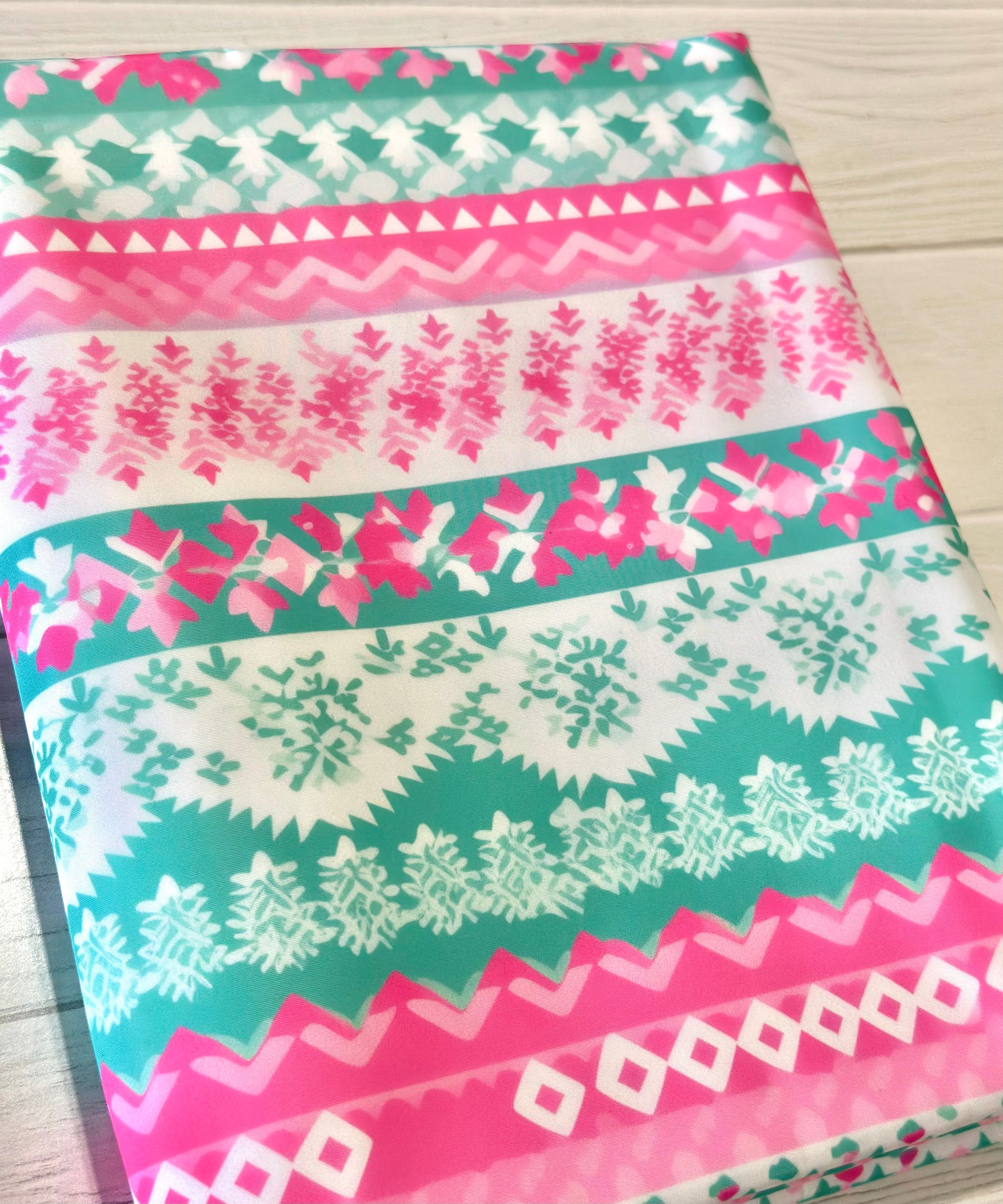 Pink and Mint Preppy Holiday Sweater Lux Bonded Poly/Nylon