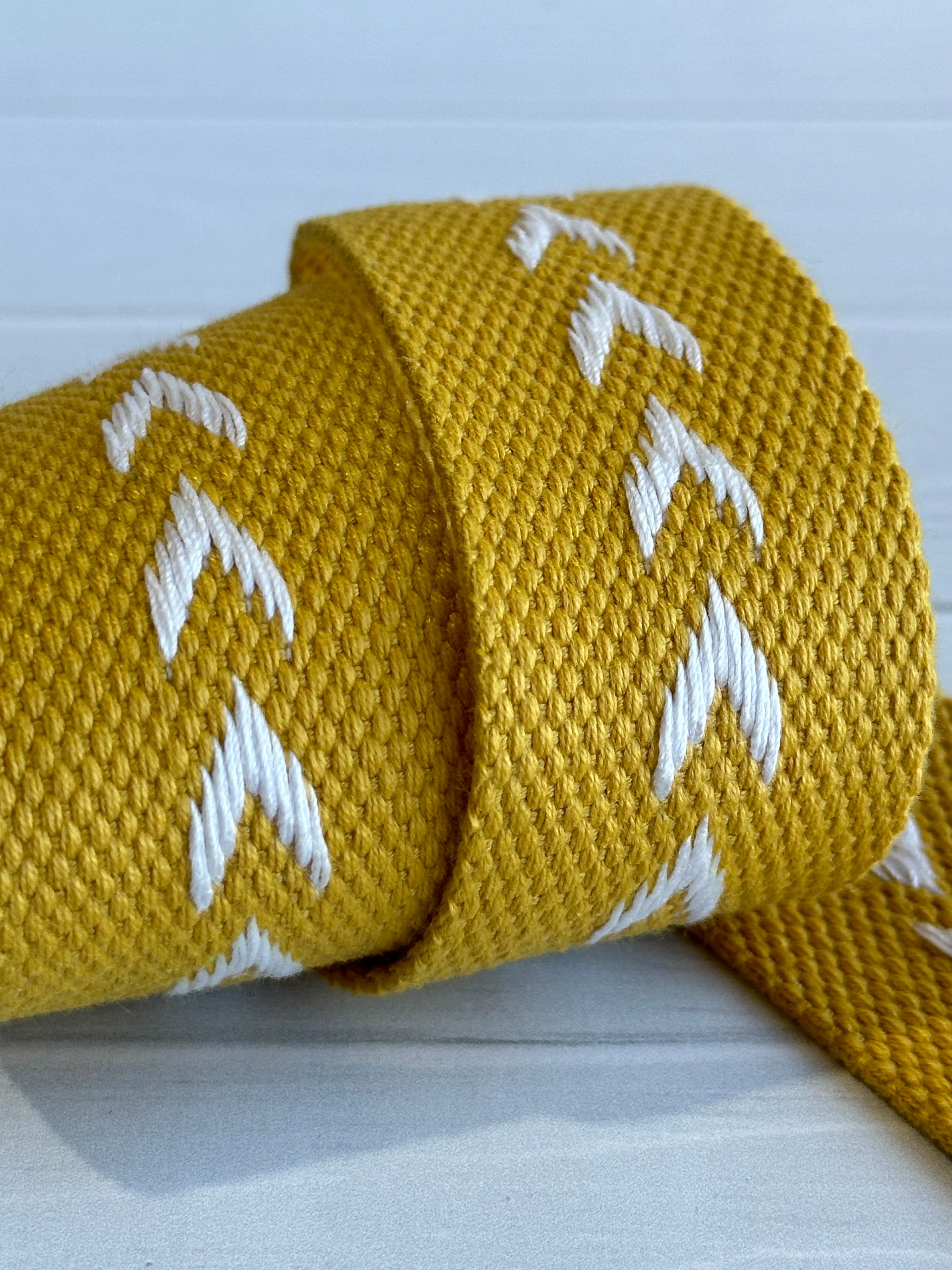 Mustard with White Arrow 1.5” Cotton Webbing