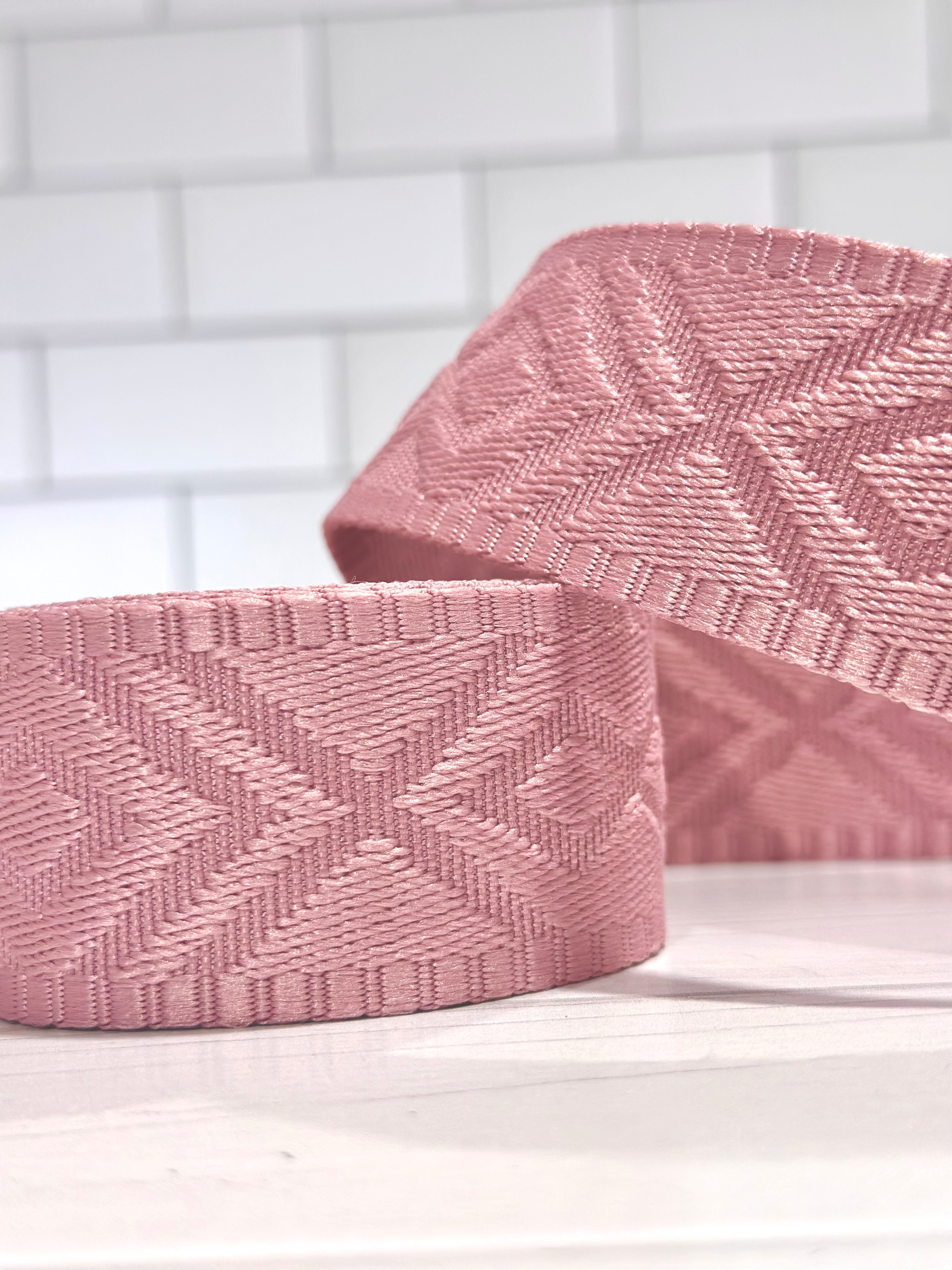 Blush Diamond Debossed Polyester Webbing