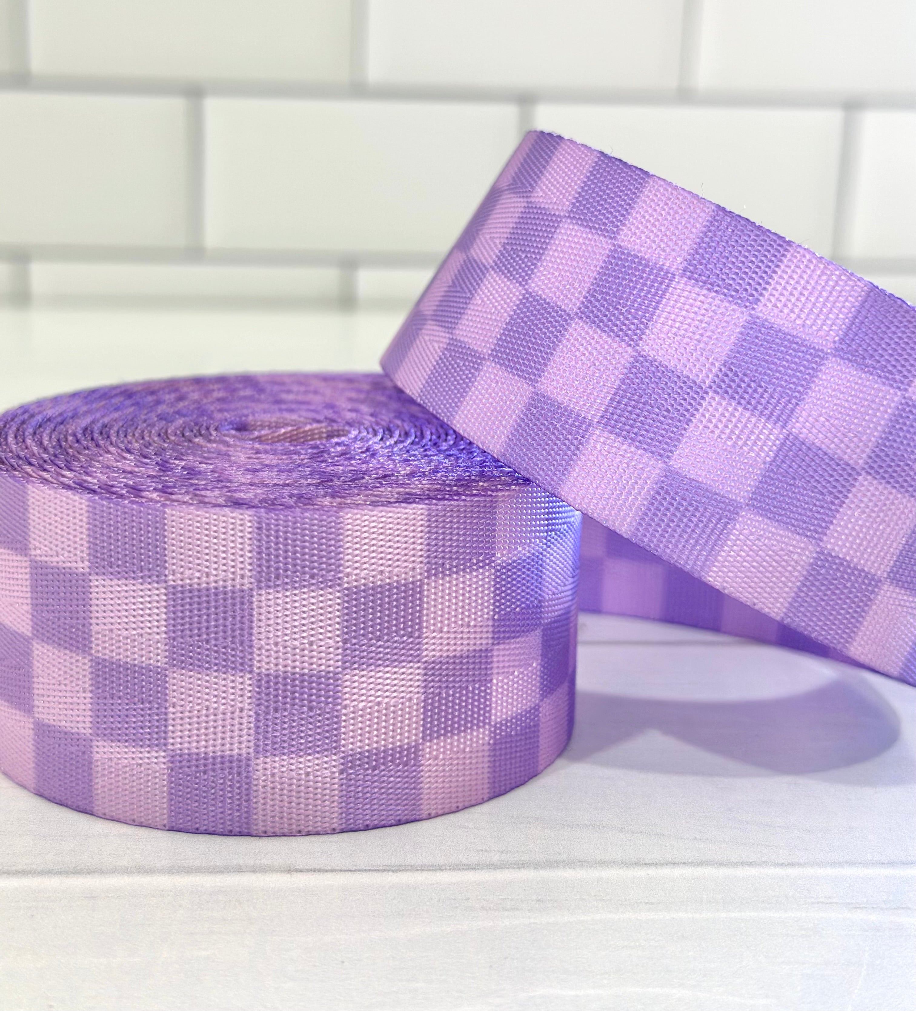 Lavender Tonal Check 1.5” Seatbelt Webbing