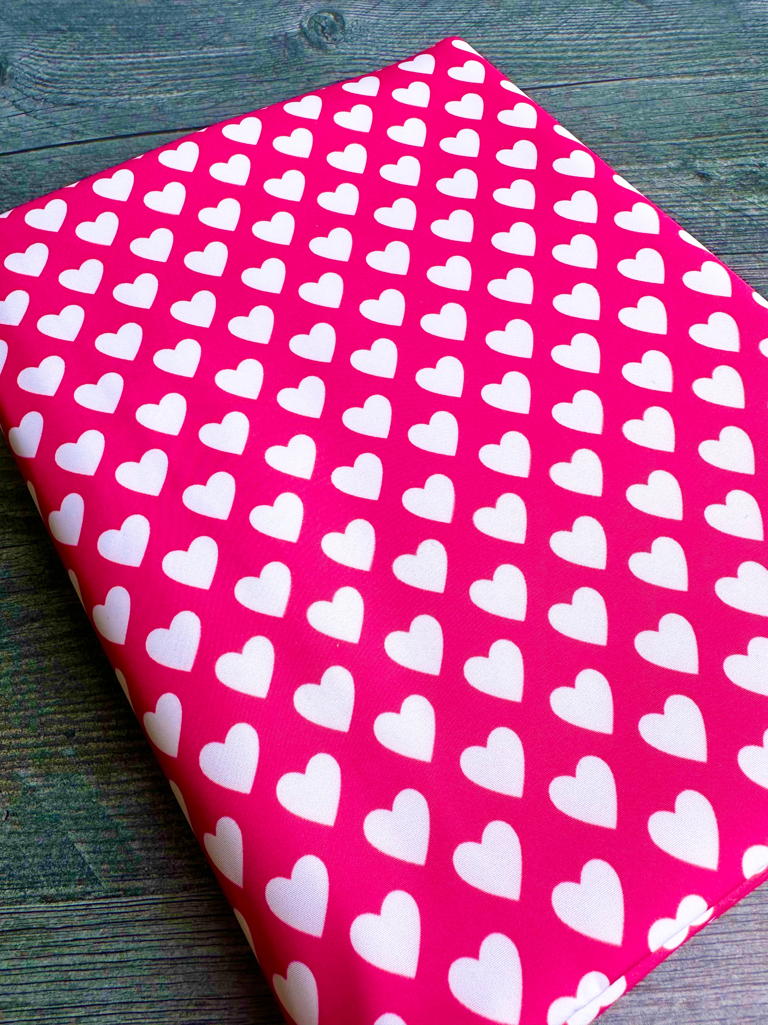 Hot Pink and white hearts Lux Bonded Poly/Nylon