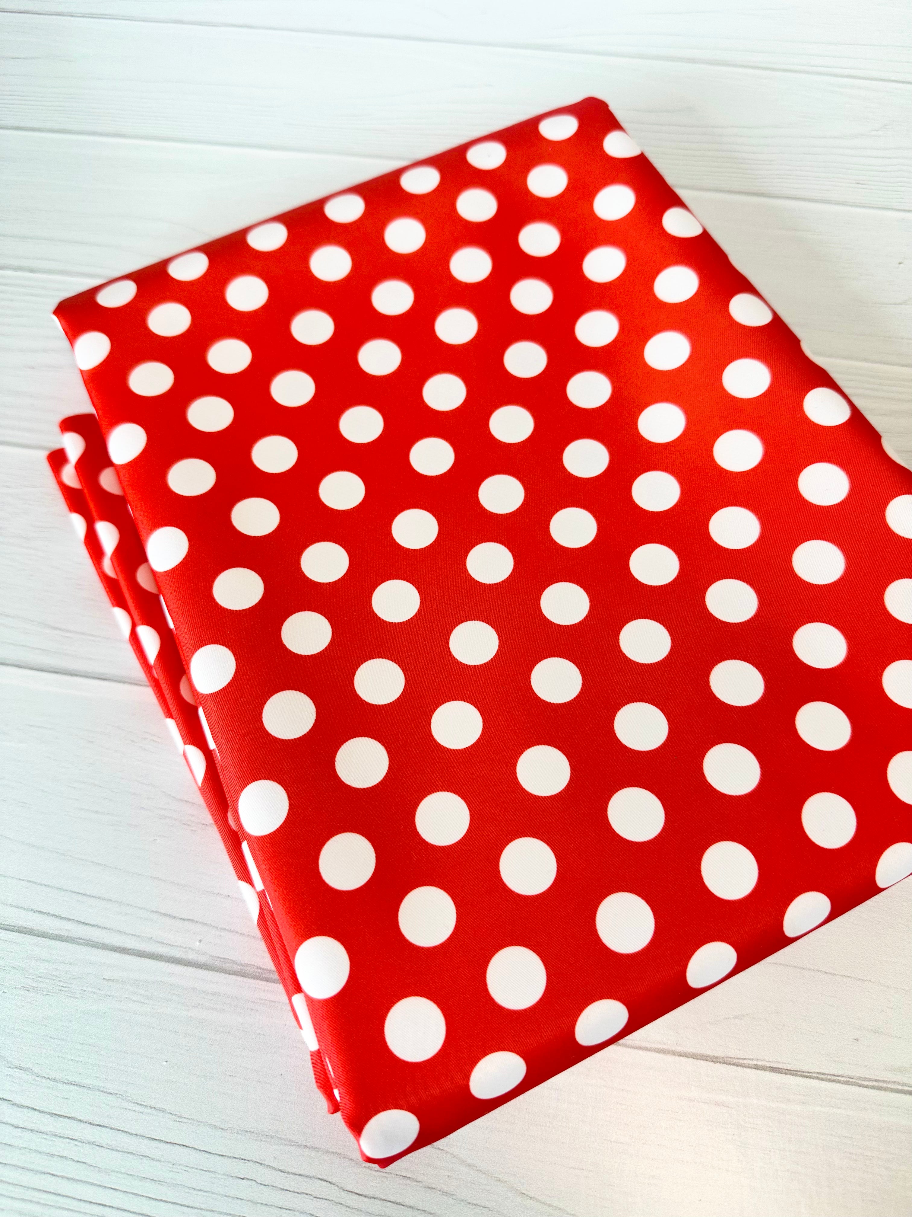 Red and White Polka Dot Lux Bonded Poly/Nylon