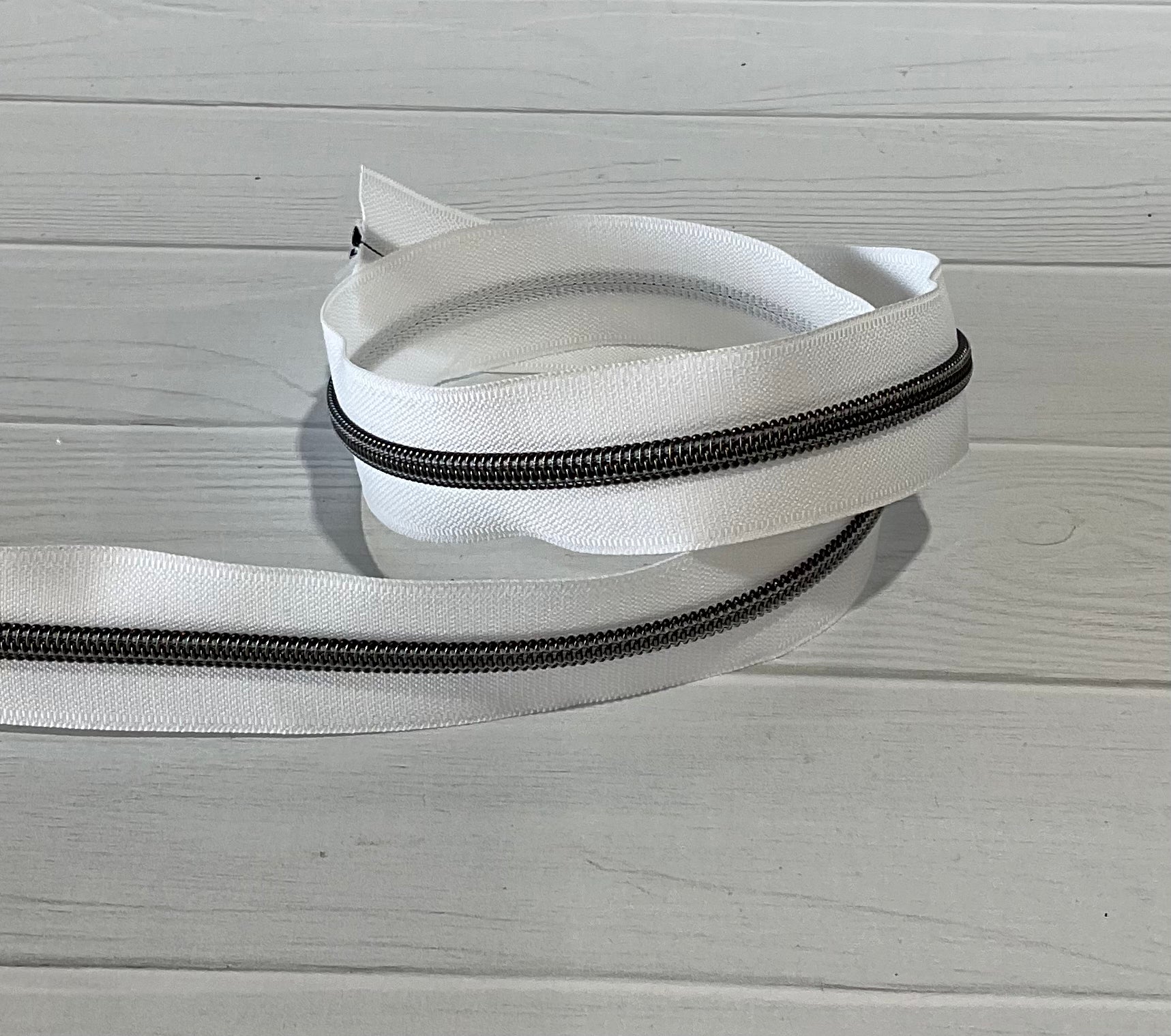 White Zipper Tape with Reflective Teeth