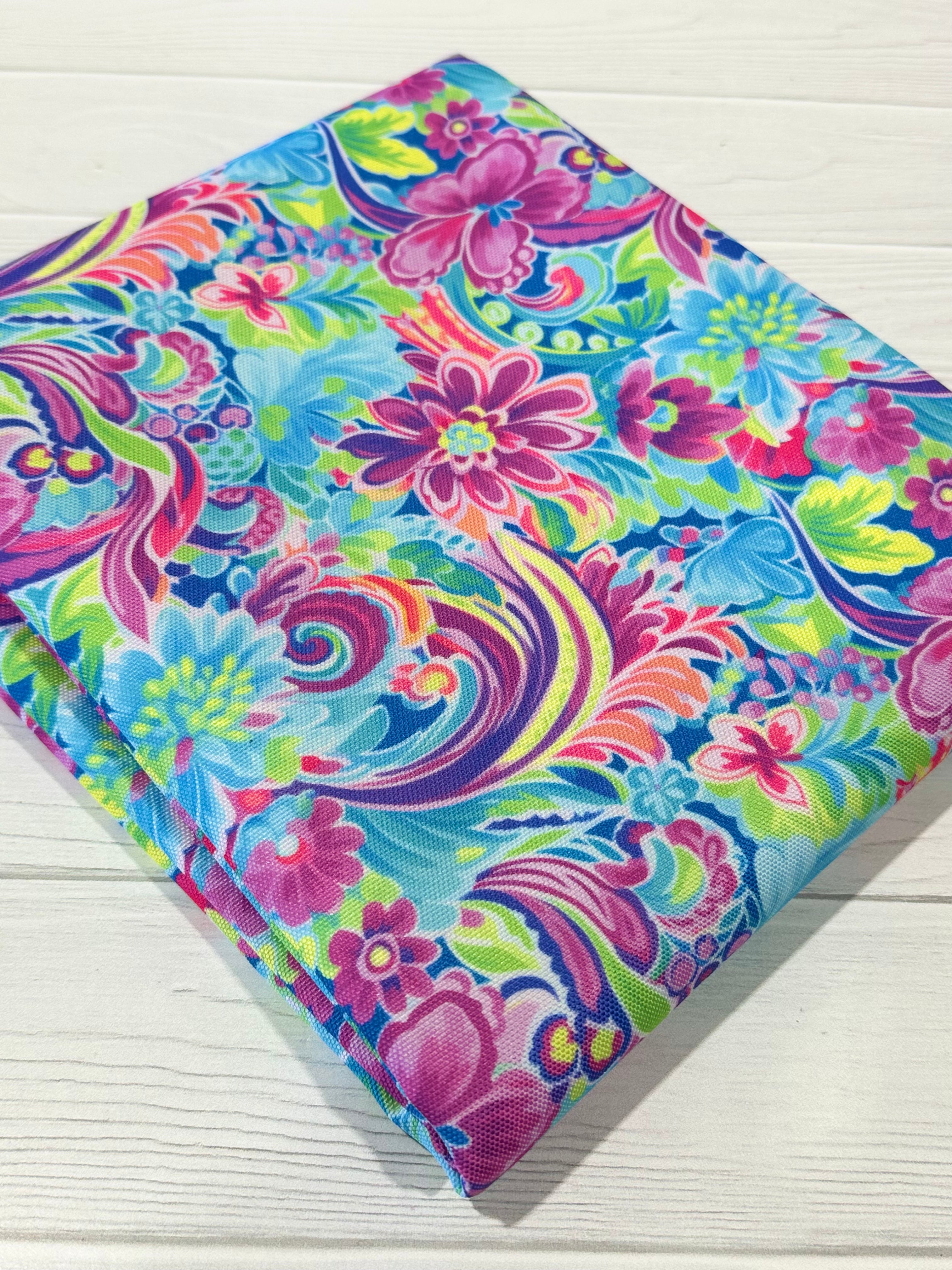 Magenta/Lime Preppy Watercolor Floral Waterproof Canvas