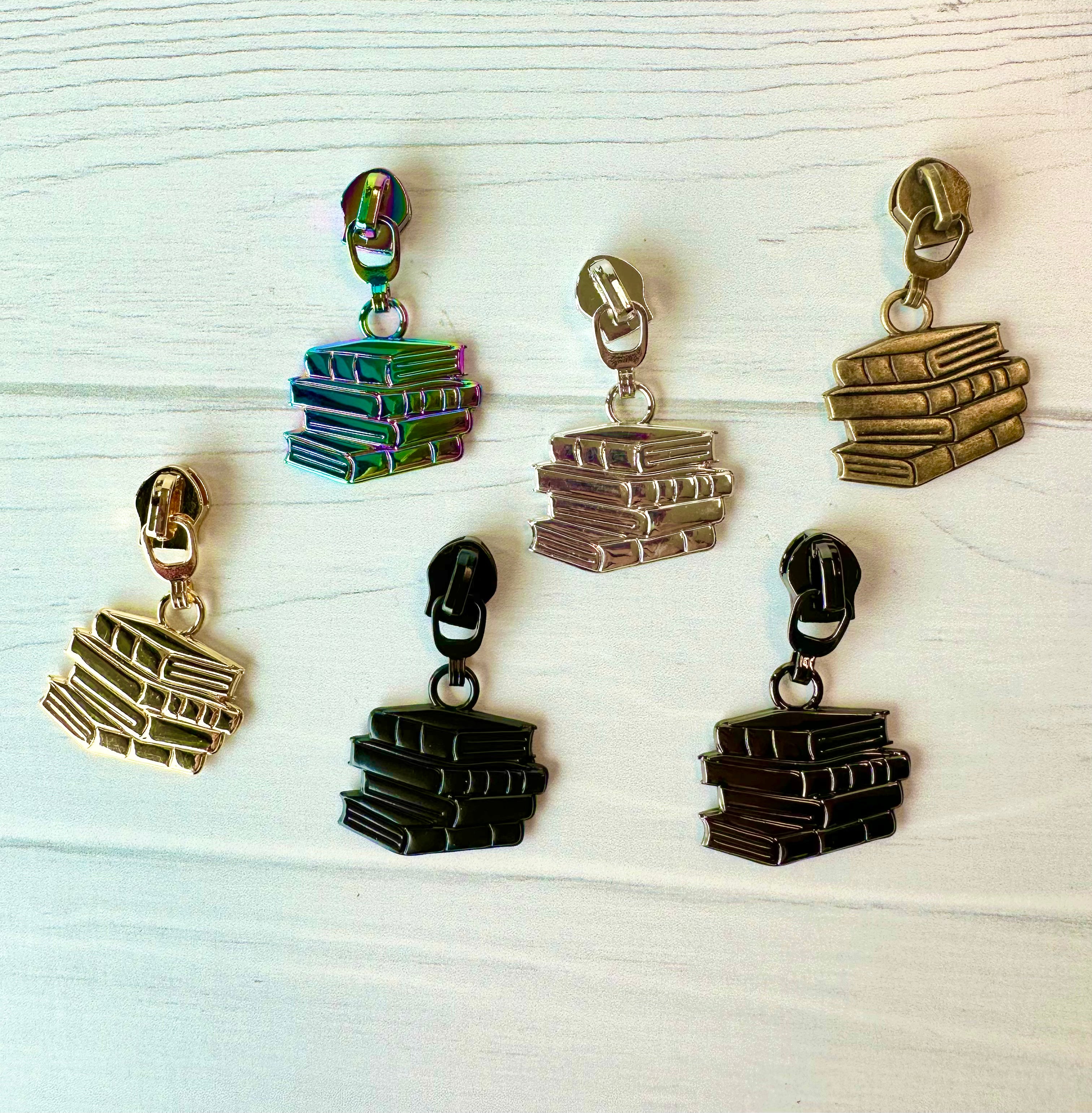 Book Stack  zipper pulls