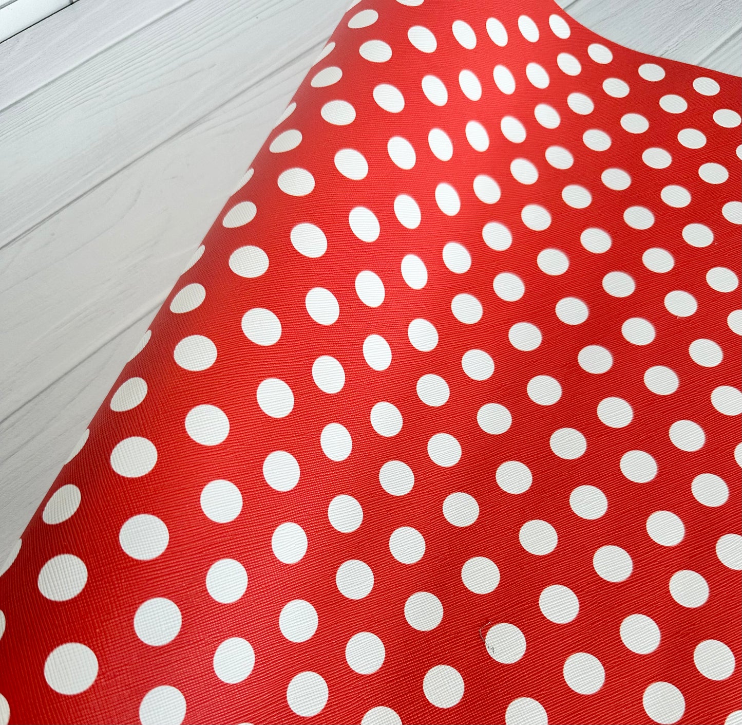 Red and White Polka Dot textured vinyl roll Wonderground Fabrics