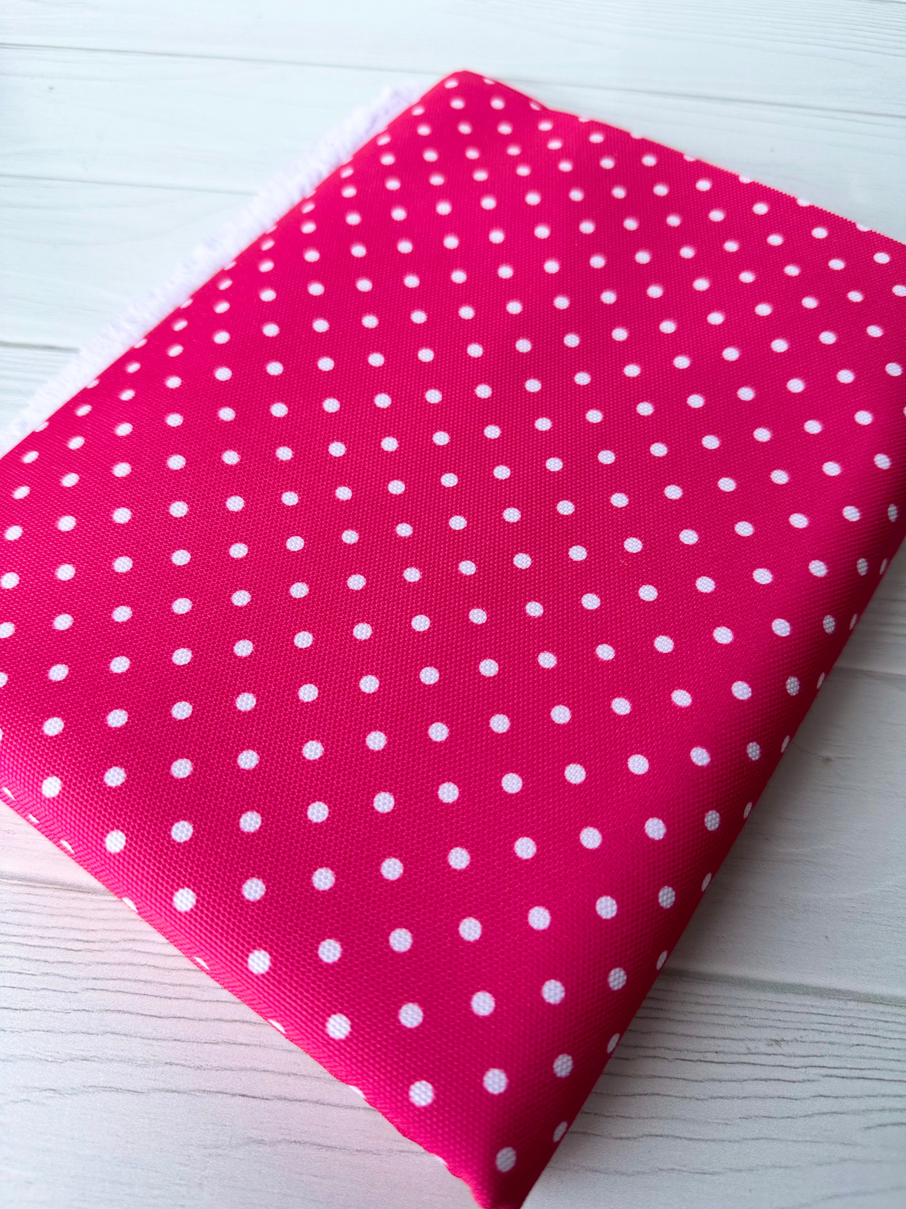 Hot Pink And White Mini Dots Waterproof Canvas