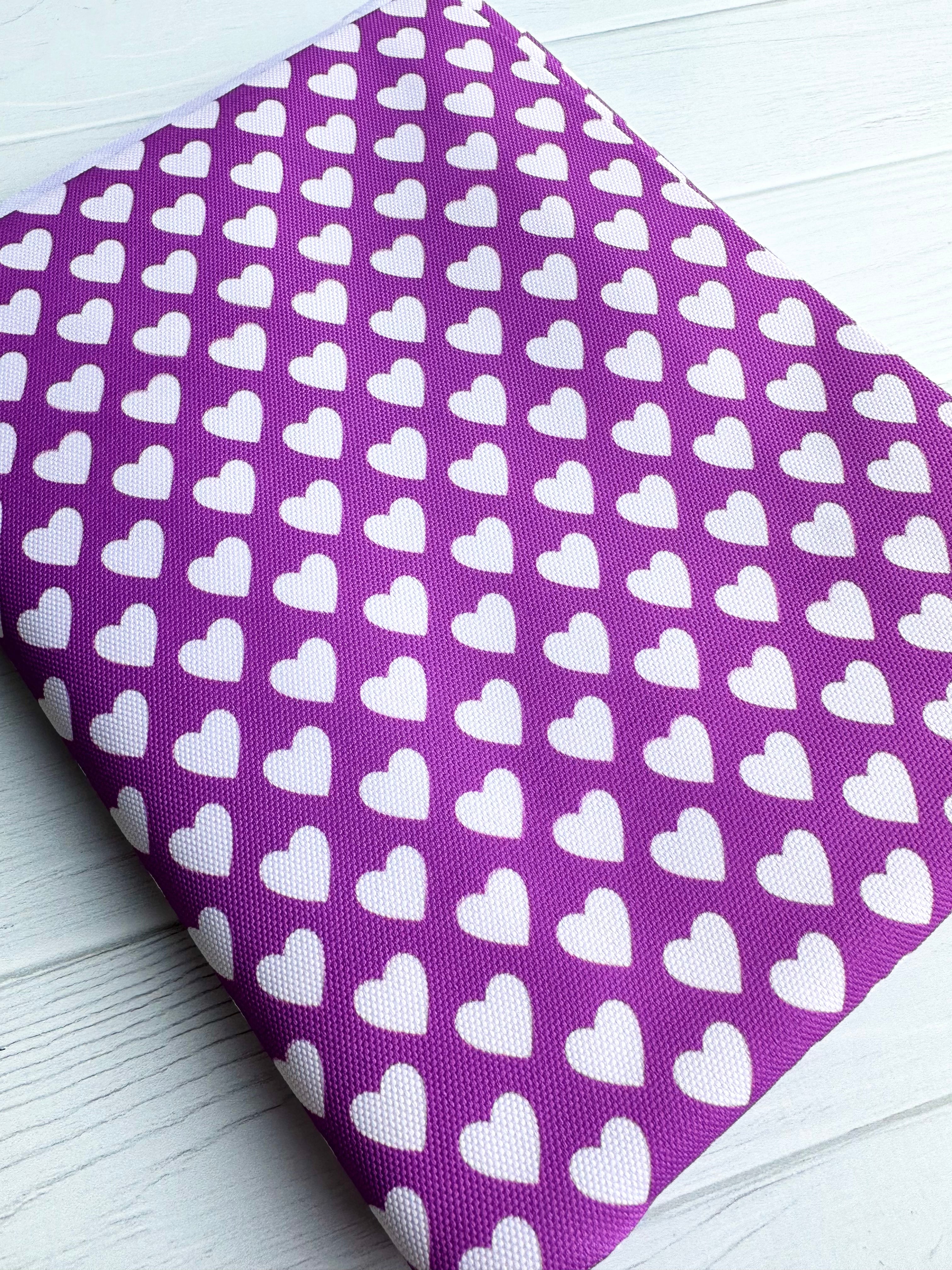 Violet And White Hearts Waterproof Canvas