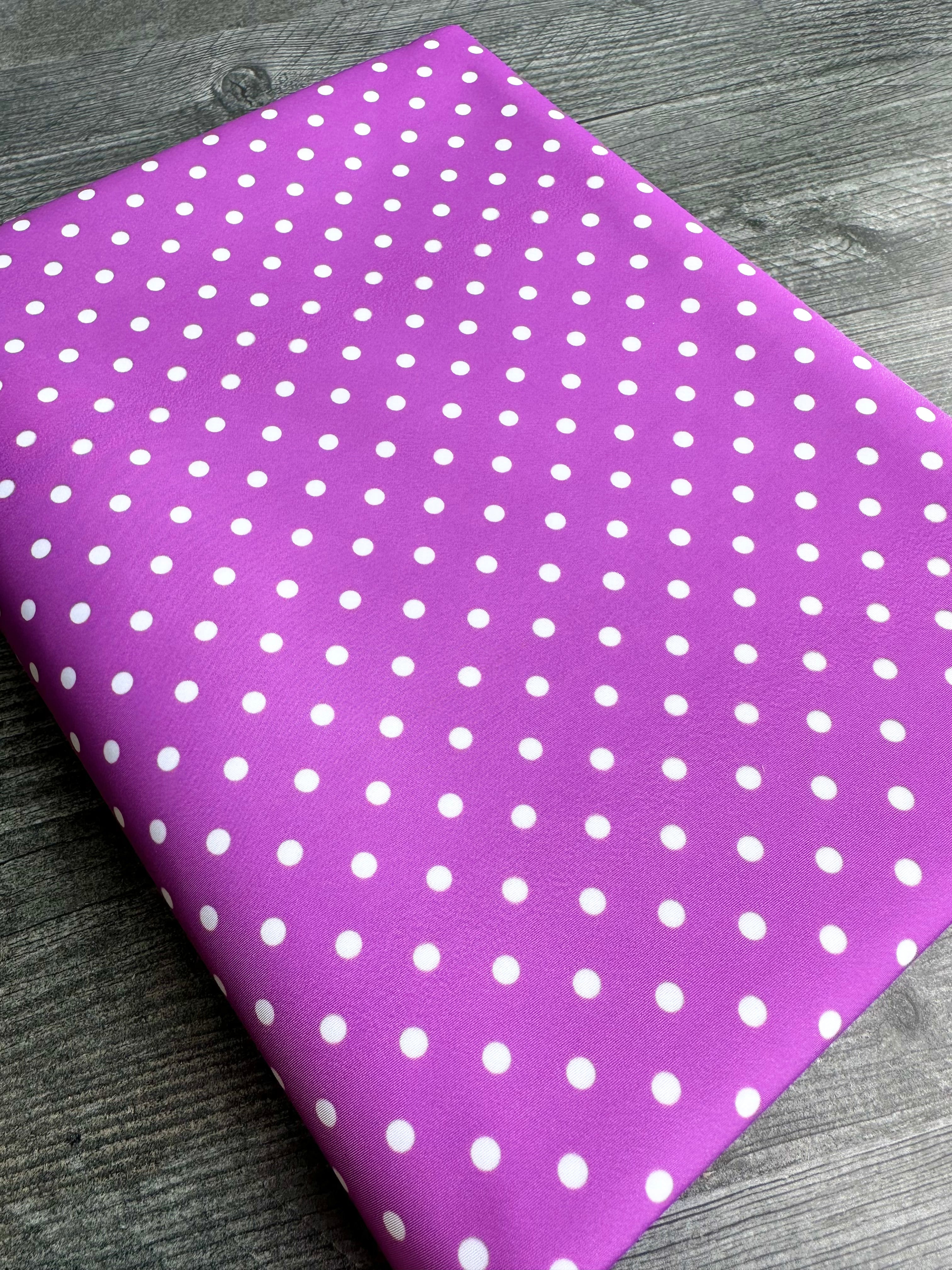 Violet and white mini dots Lux Bonded Poly/Nylon