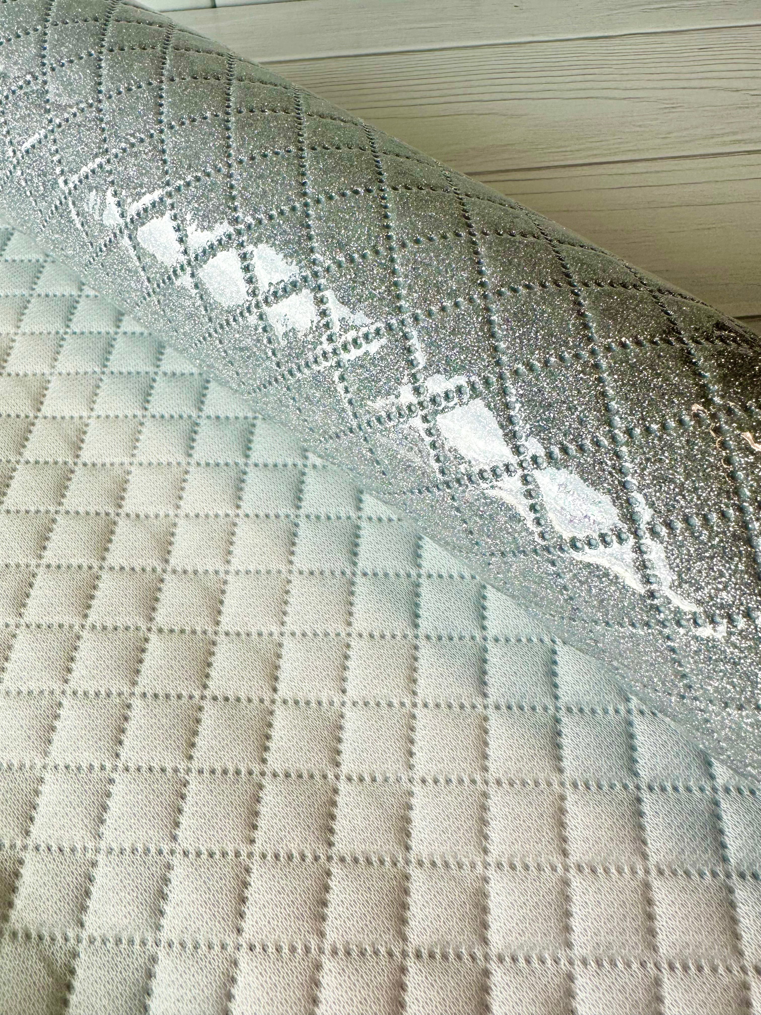 Silver Glitter Diamond Quilted Vinyl