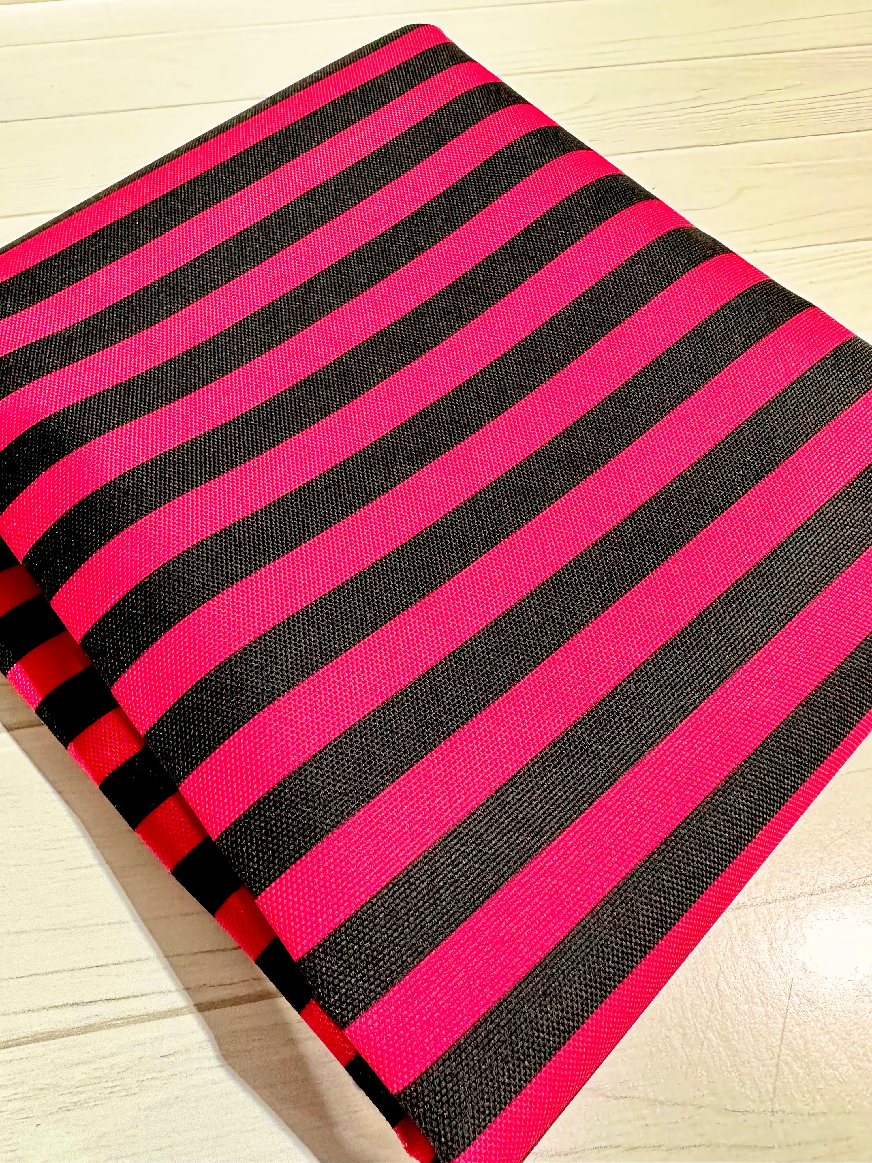 Black and Hot Pink Stripe Waterproof Canvas