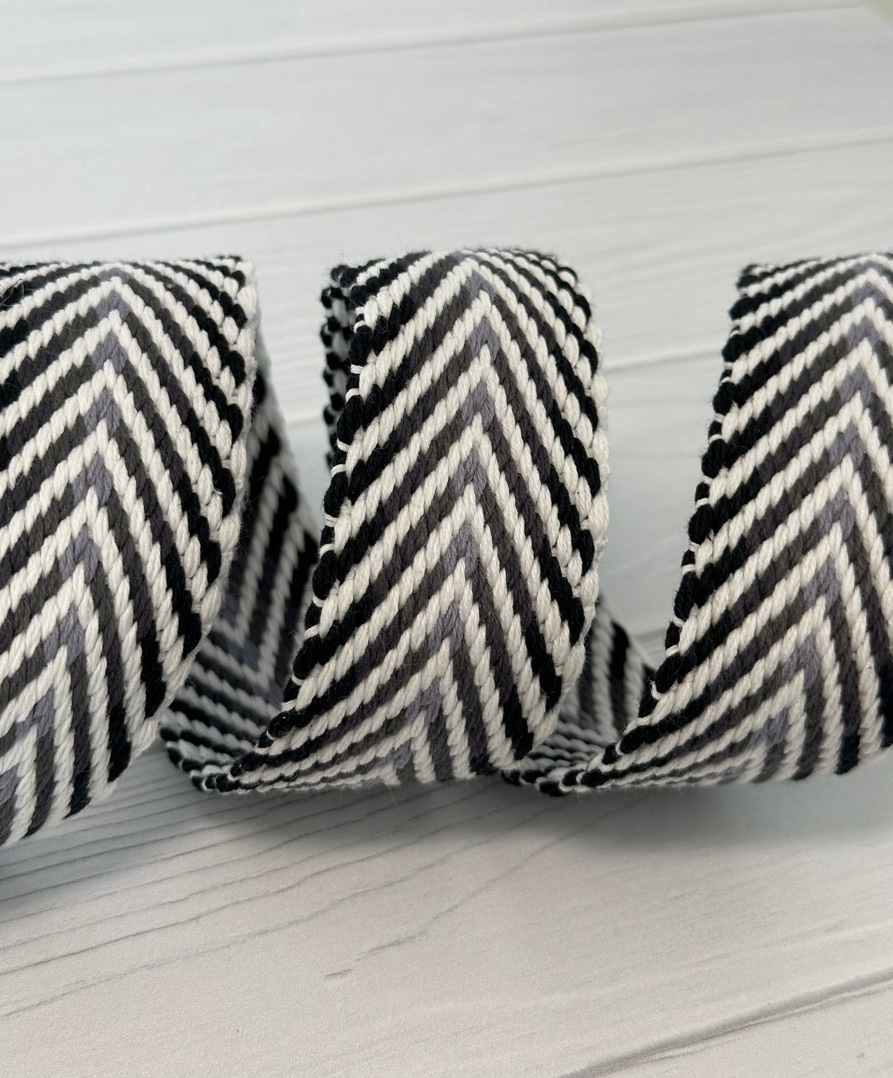 Black Woven Jacquard 1.5”  Webbing