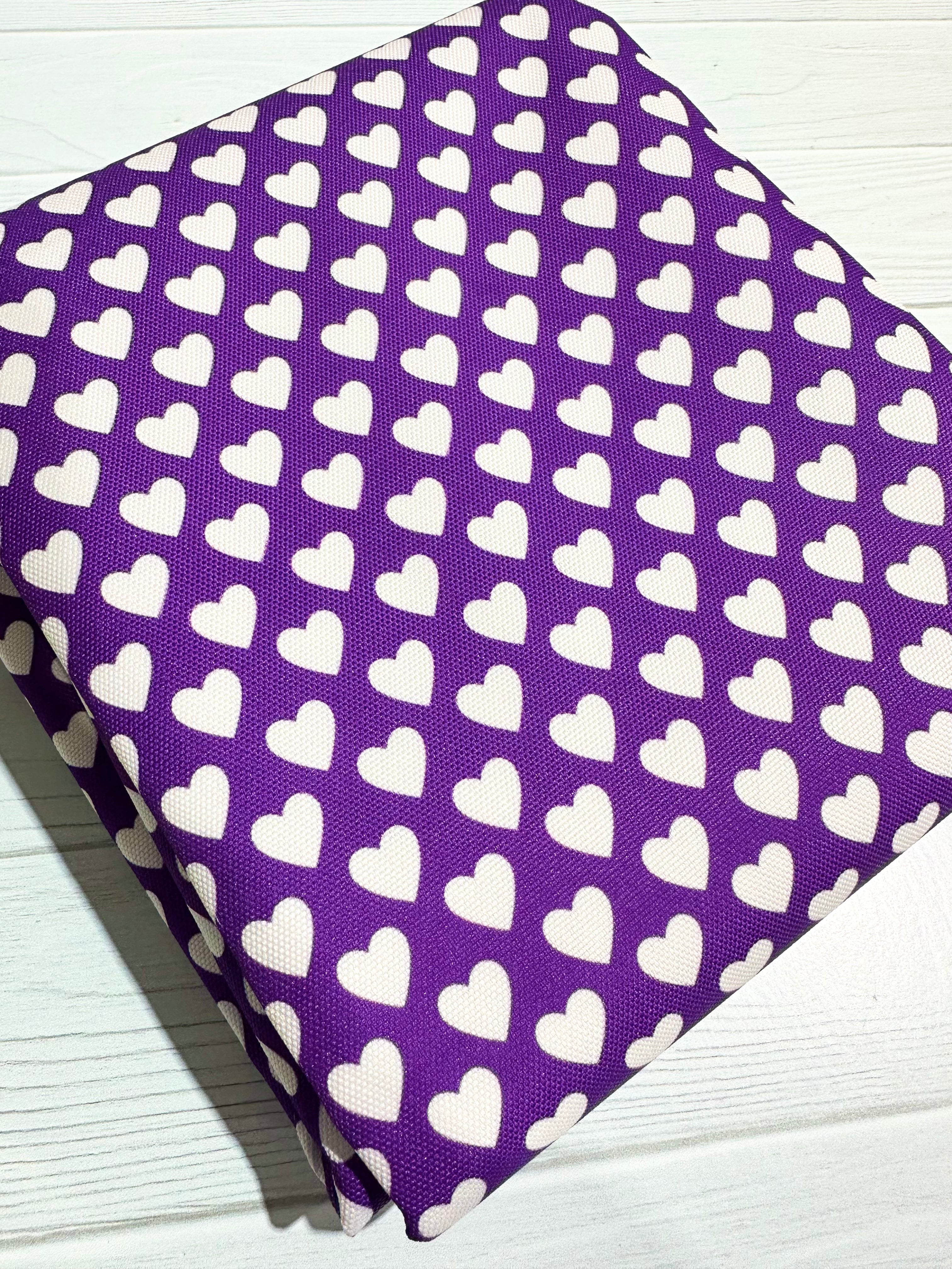 Purple and White Hearts Waterproof Canvas