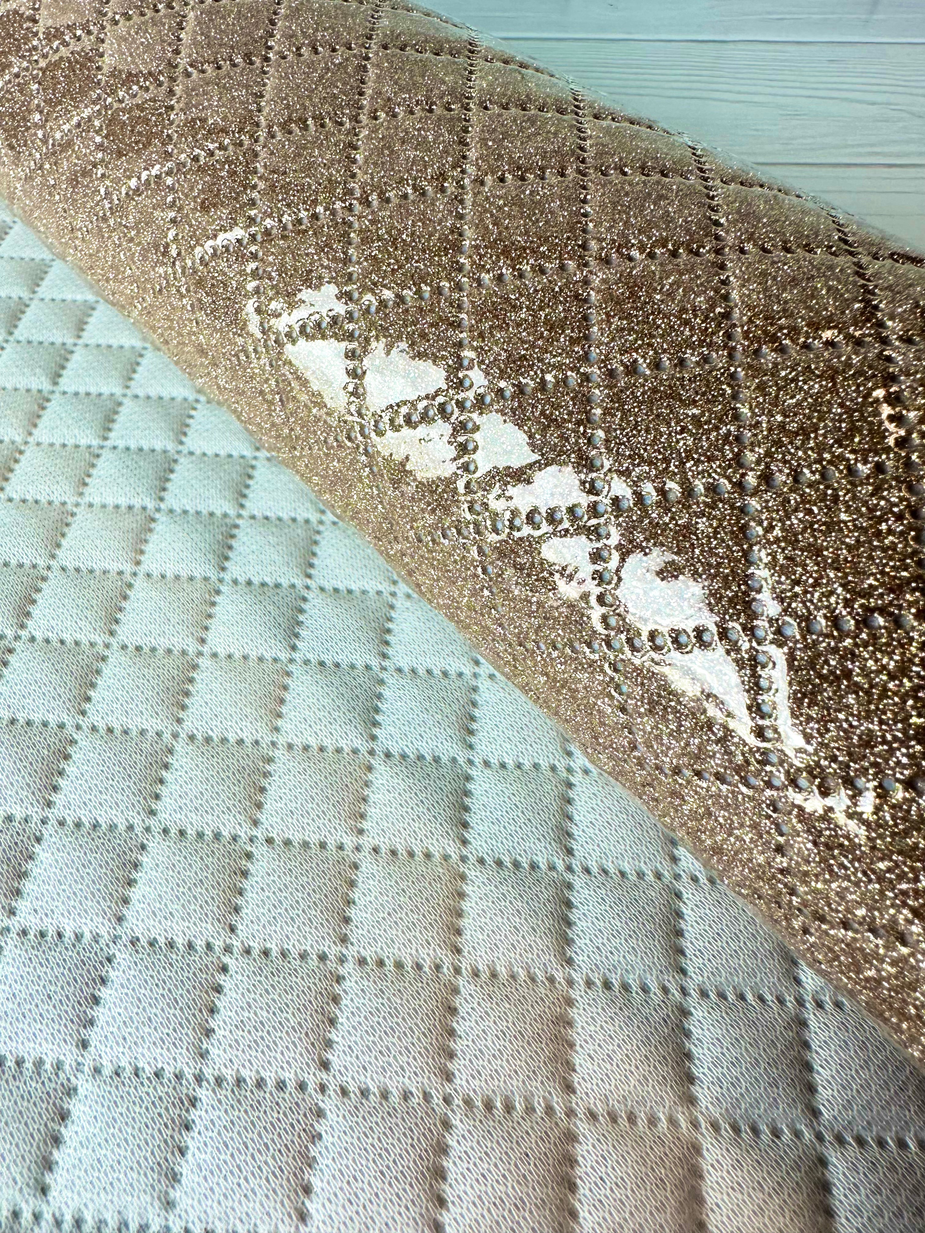 Gold Glitter Diamond Quilted Vinyl