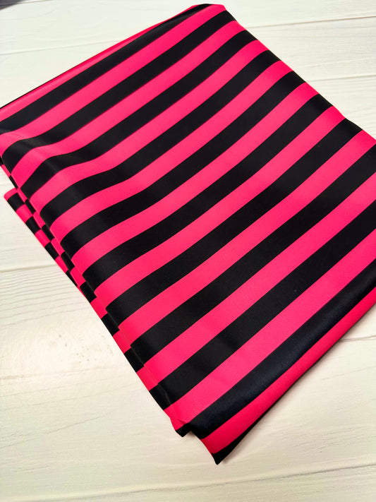 Hot Pink and Black Stripe Lux Bonded Poly/Nylon